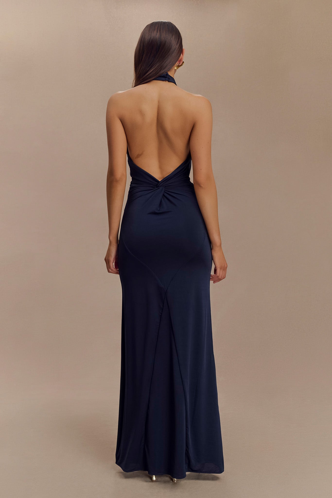 Elyna Slinky Halter Maxi Dress / Navy | MESHKI | L Elyna Slinky Halter Maxi Dress / Navy | MESHKI | L