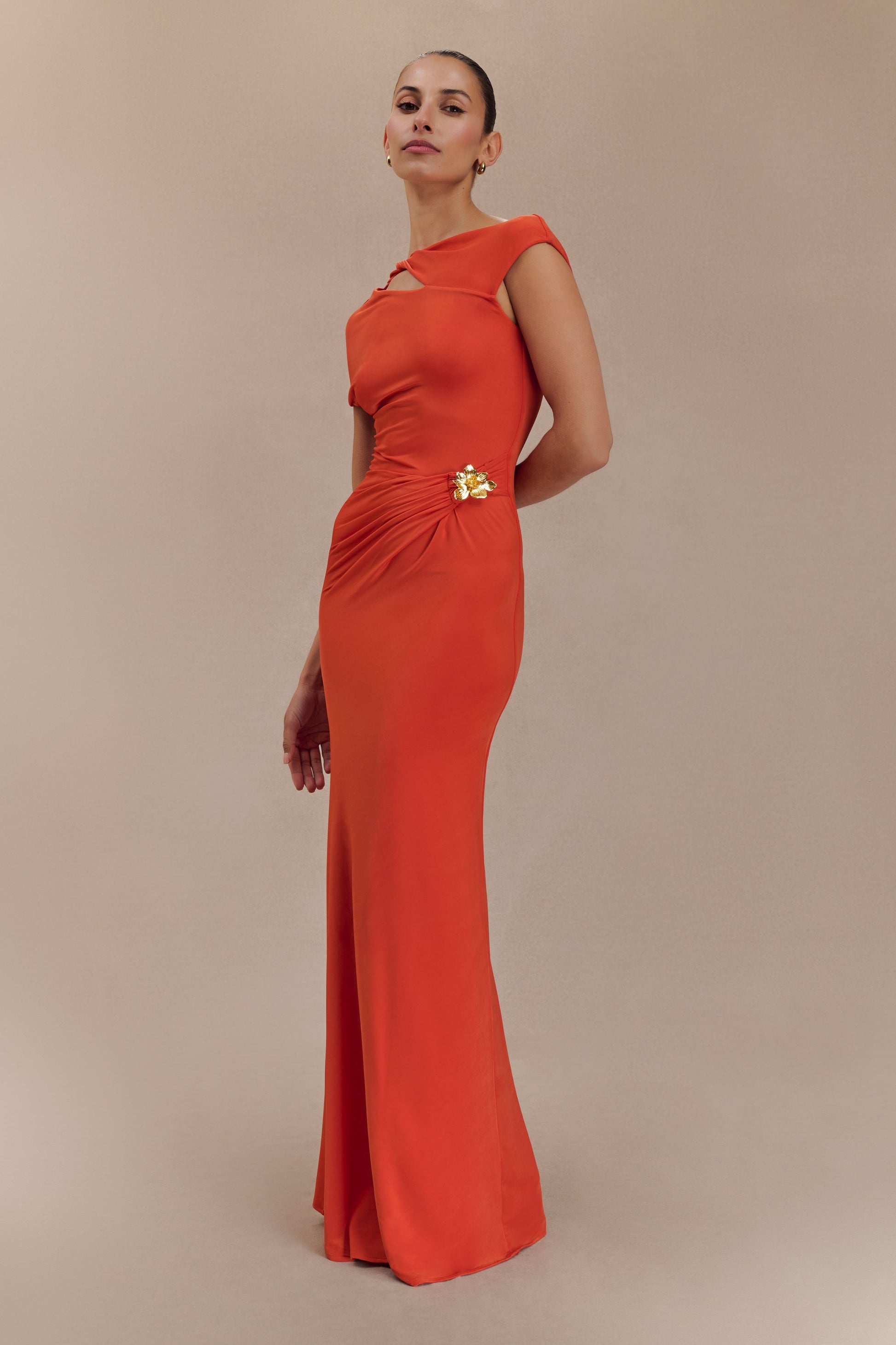 Kaida Slinky Maxi Dress with Hardware / Burnt Orange | Meshki | S Kaida Slinky Maxi Dress with Hardware / Burnt Orange | Meshki | S
