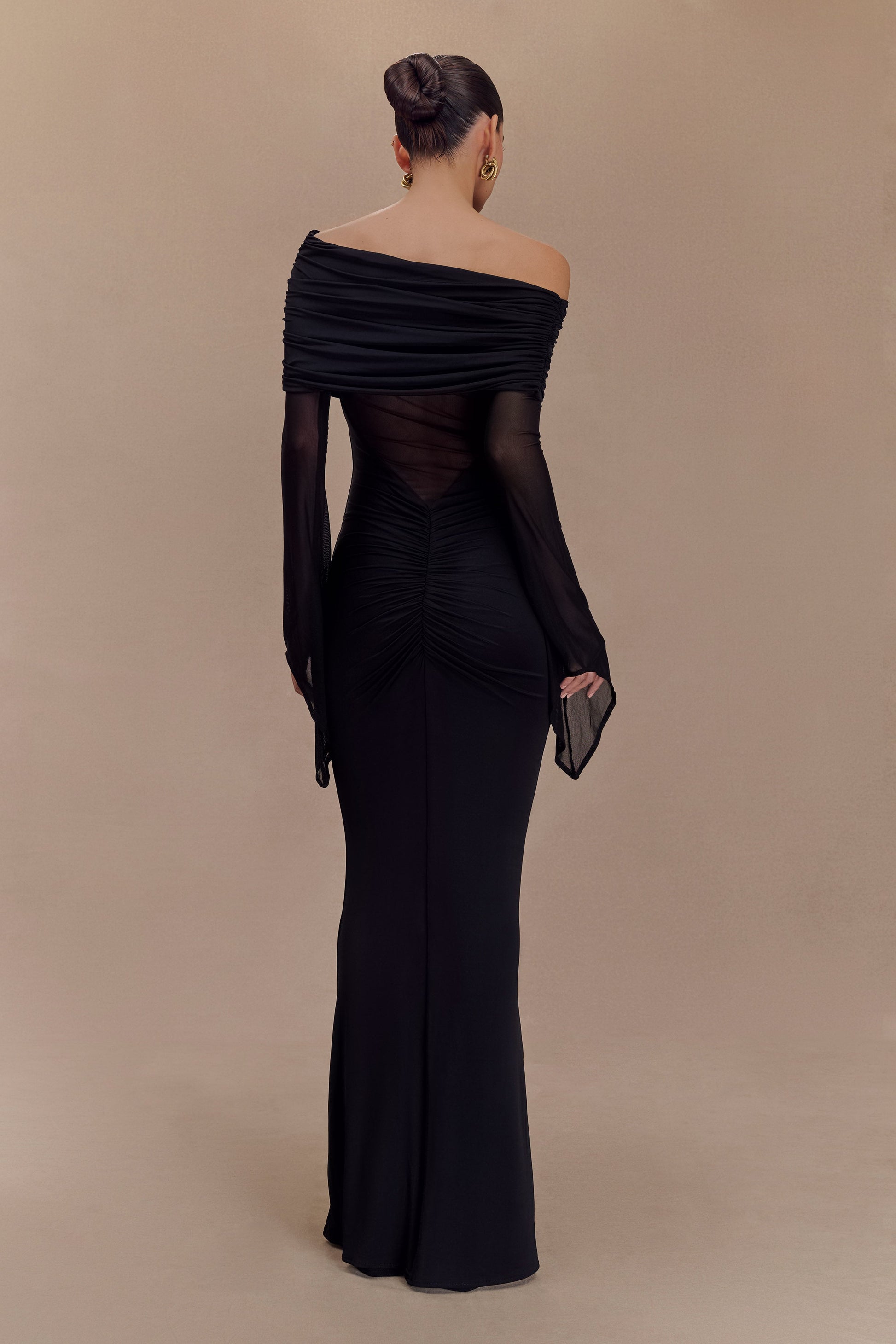black dress one shoulder long sleeve Petal & Pup Women's Dame Feather Trim Single Midi Cocktail - Great for any cup size Kaitlin One Shoulder Slinky And