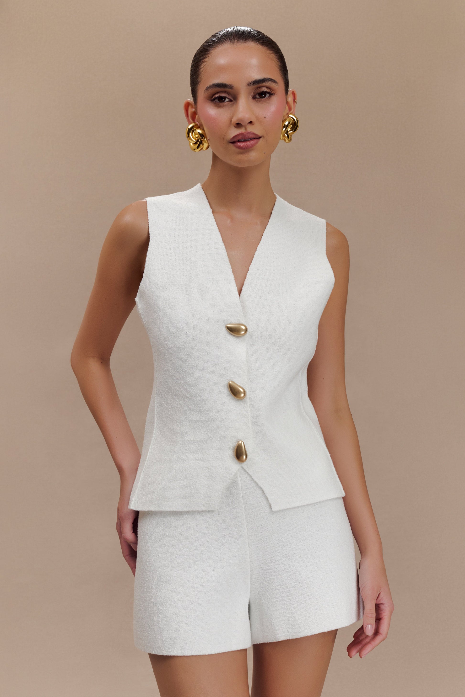 Malika Knit Shorts - White #3