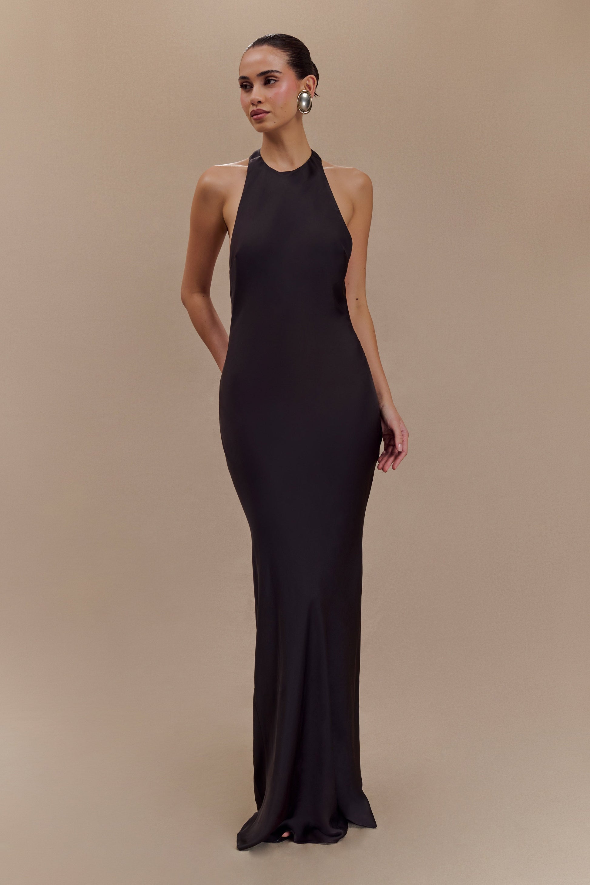 Rinna Satin Halter Maxi Dress / Black | MESHKI | 3XL Rinna Satin Halter Maxi Dress / Black | MESHKI | 3XL