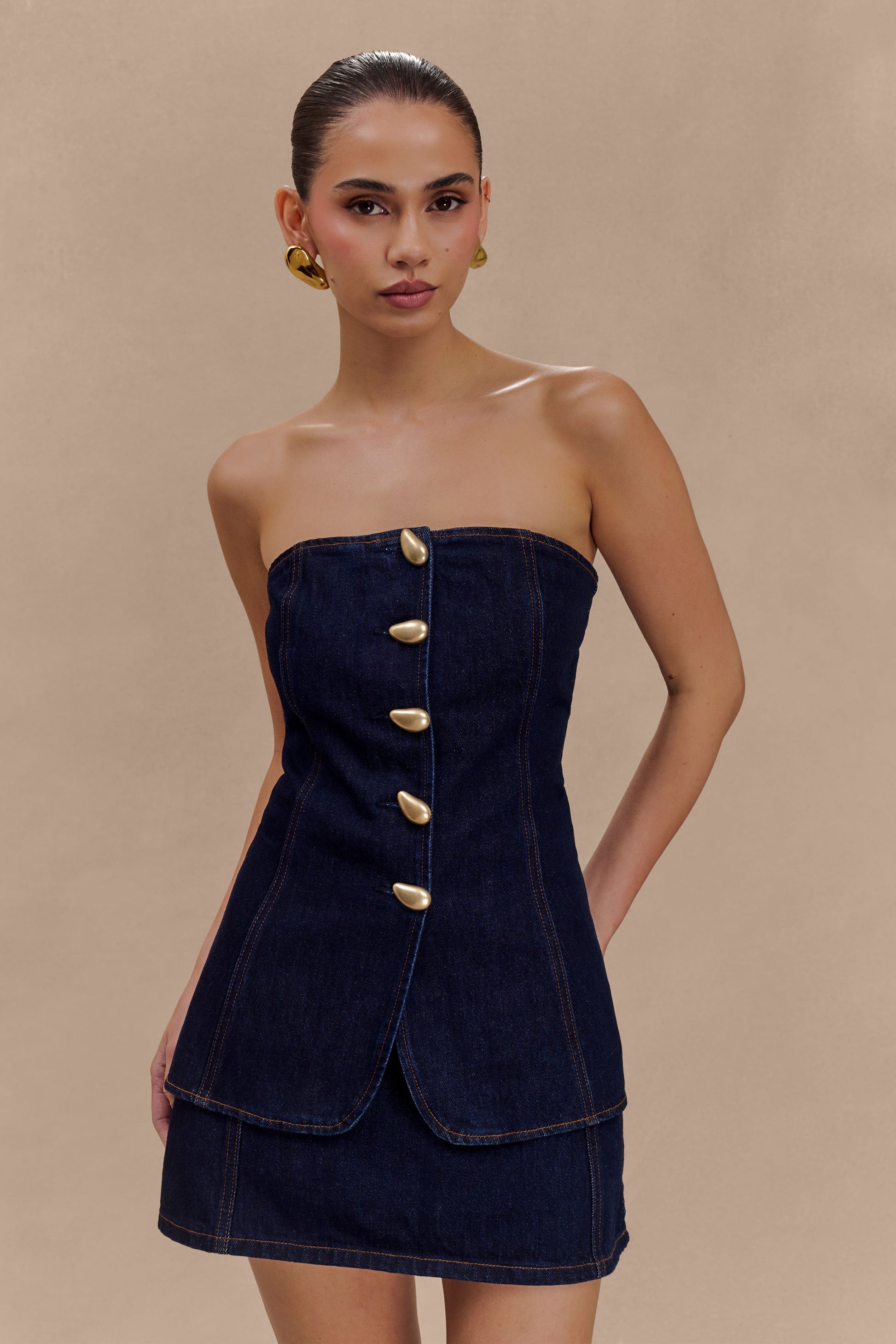 Rosalyn Mini Denim Skort - Indigo Blue | MESHKI US Rosalyn Mini Denim Skort - Indigo Blue | MESHKI US