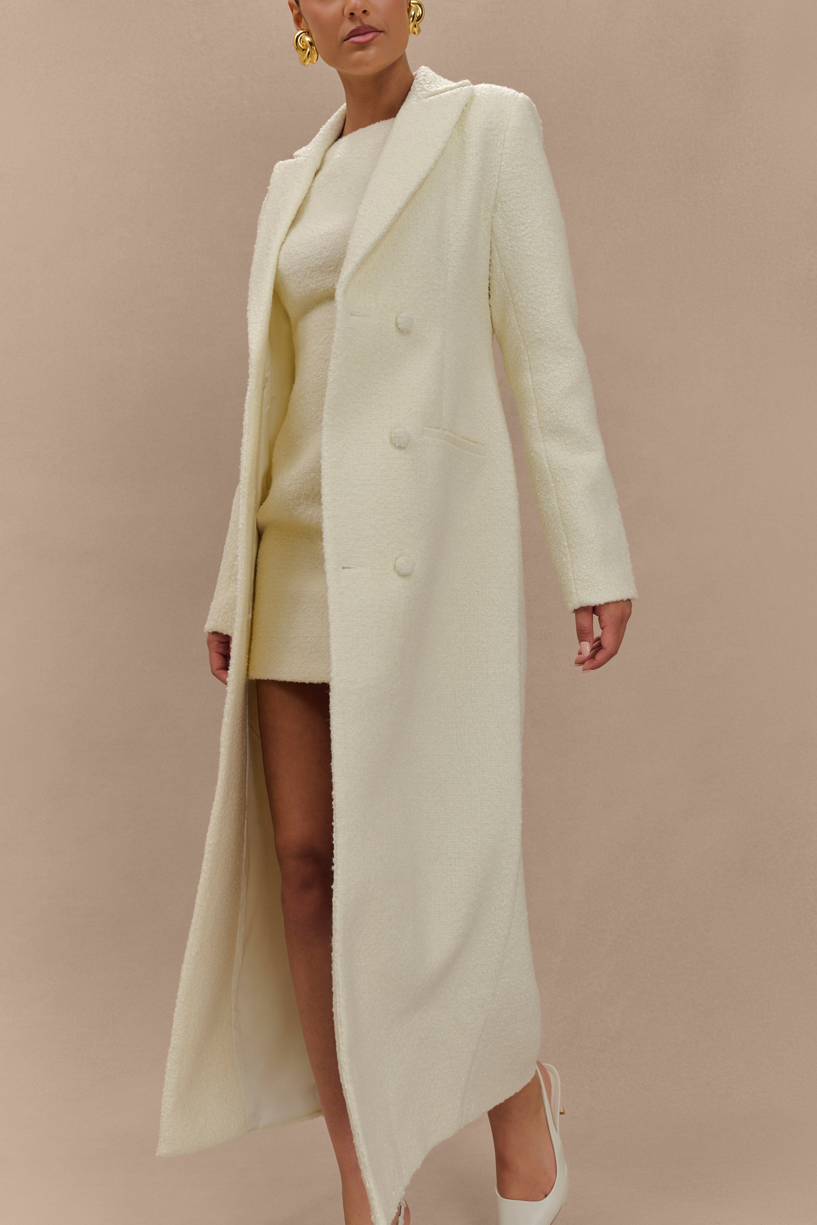 Carver Boucle Coat - Ivory | MESHKI US