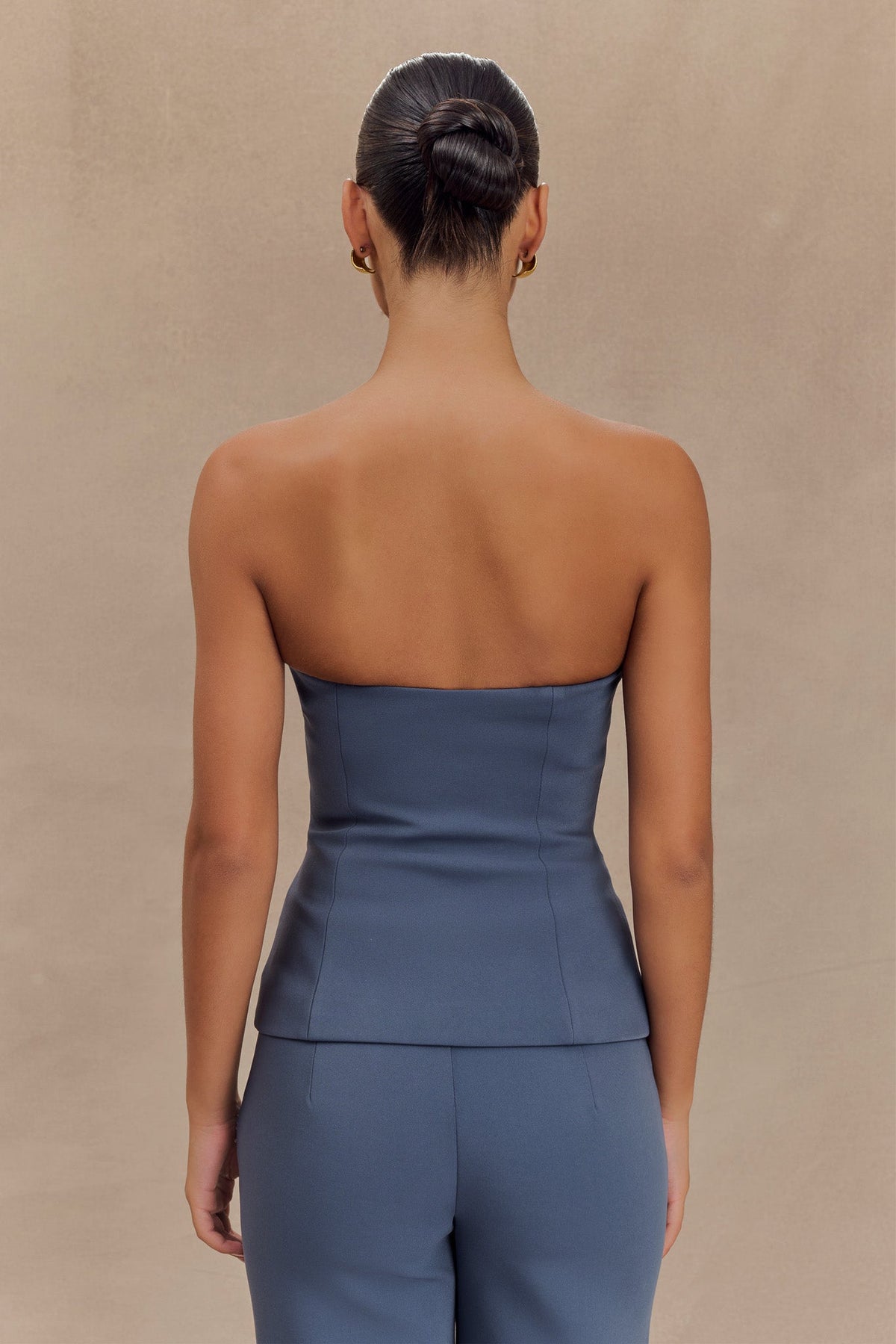 Lindie Strapless Suiting Top - Steel #9