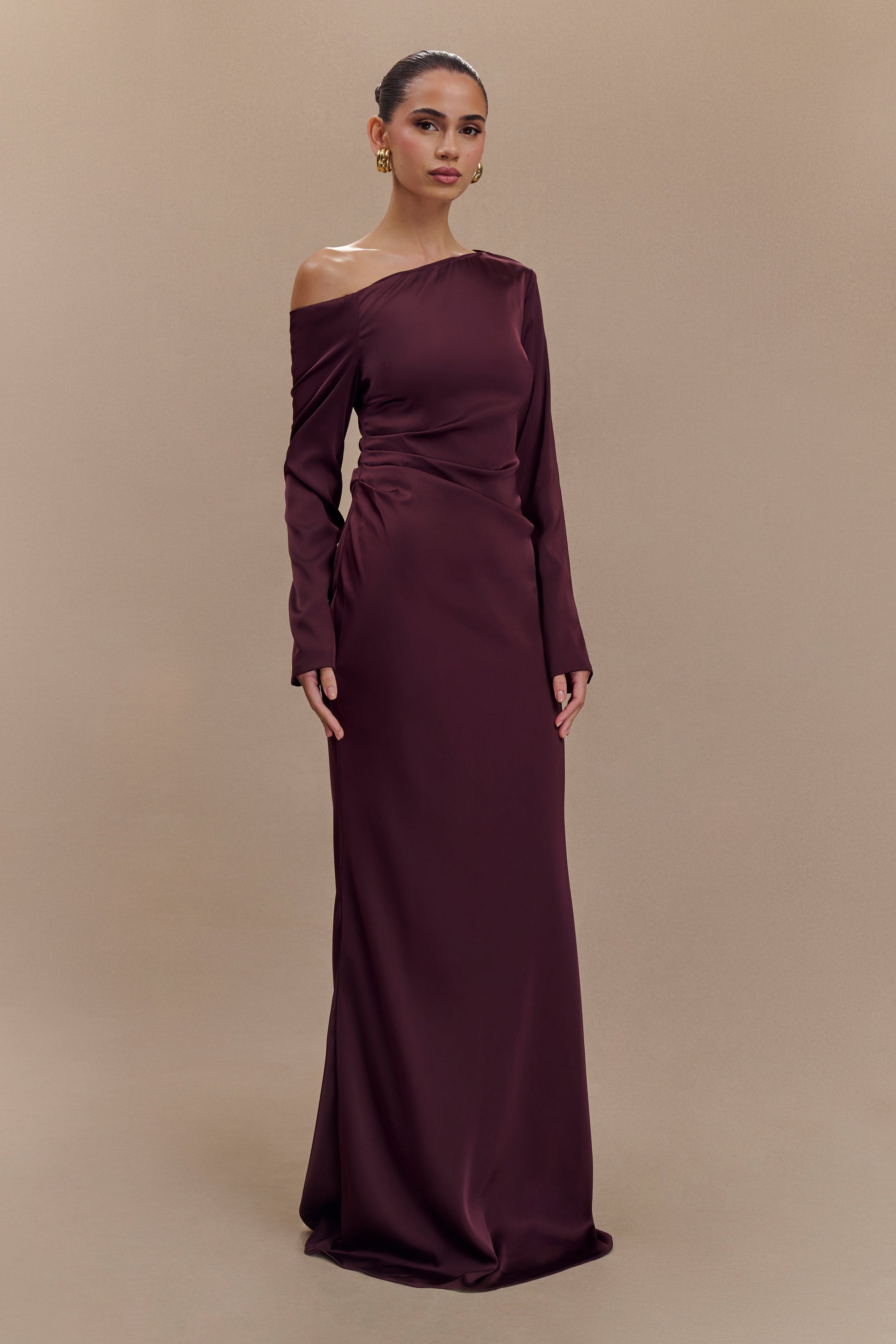 Avery Long Sleeve Maxi Dress / Plum | MESHKI | M Avery Long Sleeve Maxi Dress / Plum | MESHKI | M