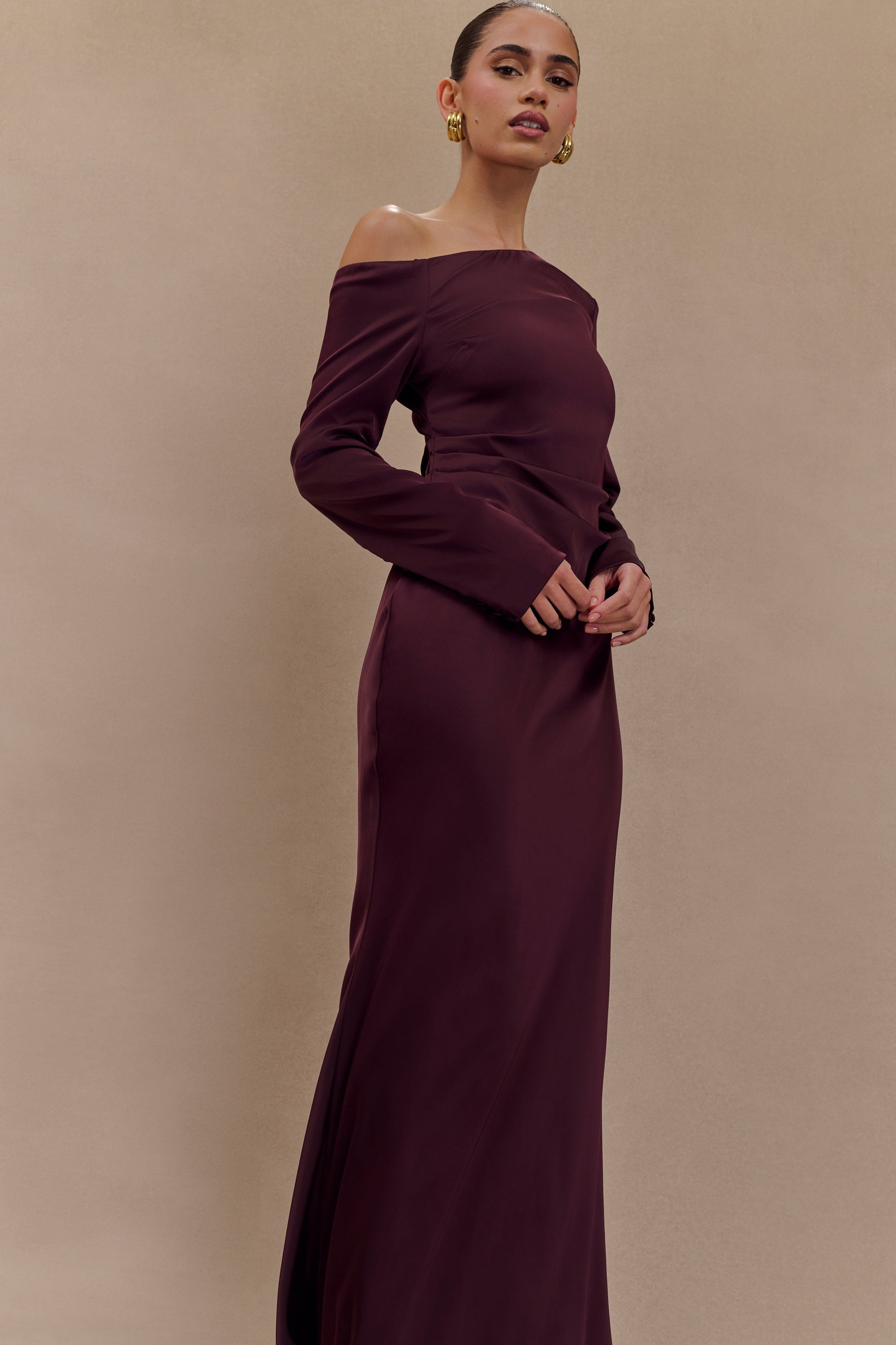 Avery Long Sleeve Maxi Dress / Plum | MESHKI | M Avery Long Sleeve Maxi Dress / Plum | MESHKI | M