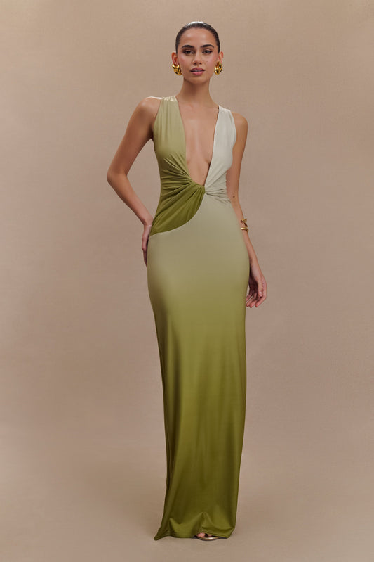 plunging neckline dress Verona The gowns silhouette Alondra Plunge White Maxi Dress
