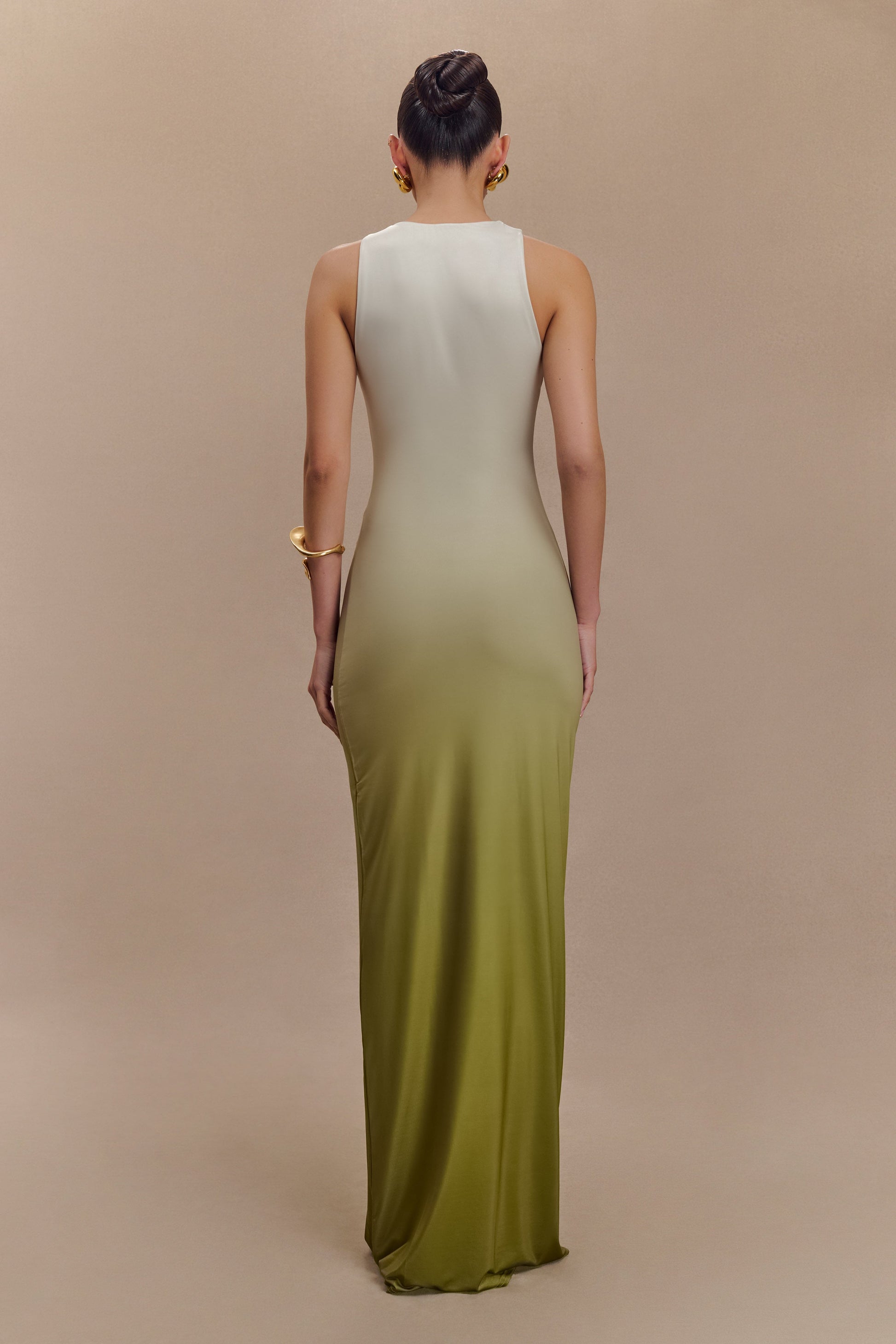 Stella Draped Slinky Maxi Dress / Ombre Vintage Olive | MESHKI | XXL Stella Draped Slinky Maxi Dress / Ombre Vintage Olive | MESHKI | XXL