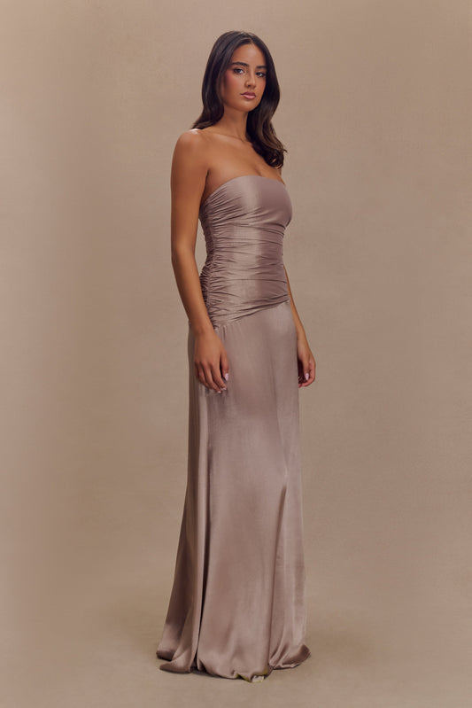 meshki graduation dress Monay Tulip Maxi / Lemon | this dress is a statement piece that will leave a lasting impression. Graduation Dresses for Ceremony or