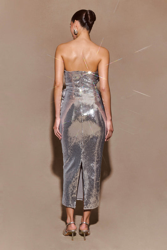 Silver Midi Dresses - Shop Online | MESHKI US Silver Midi Dresses - Shop Online | MESHKI US