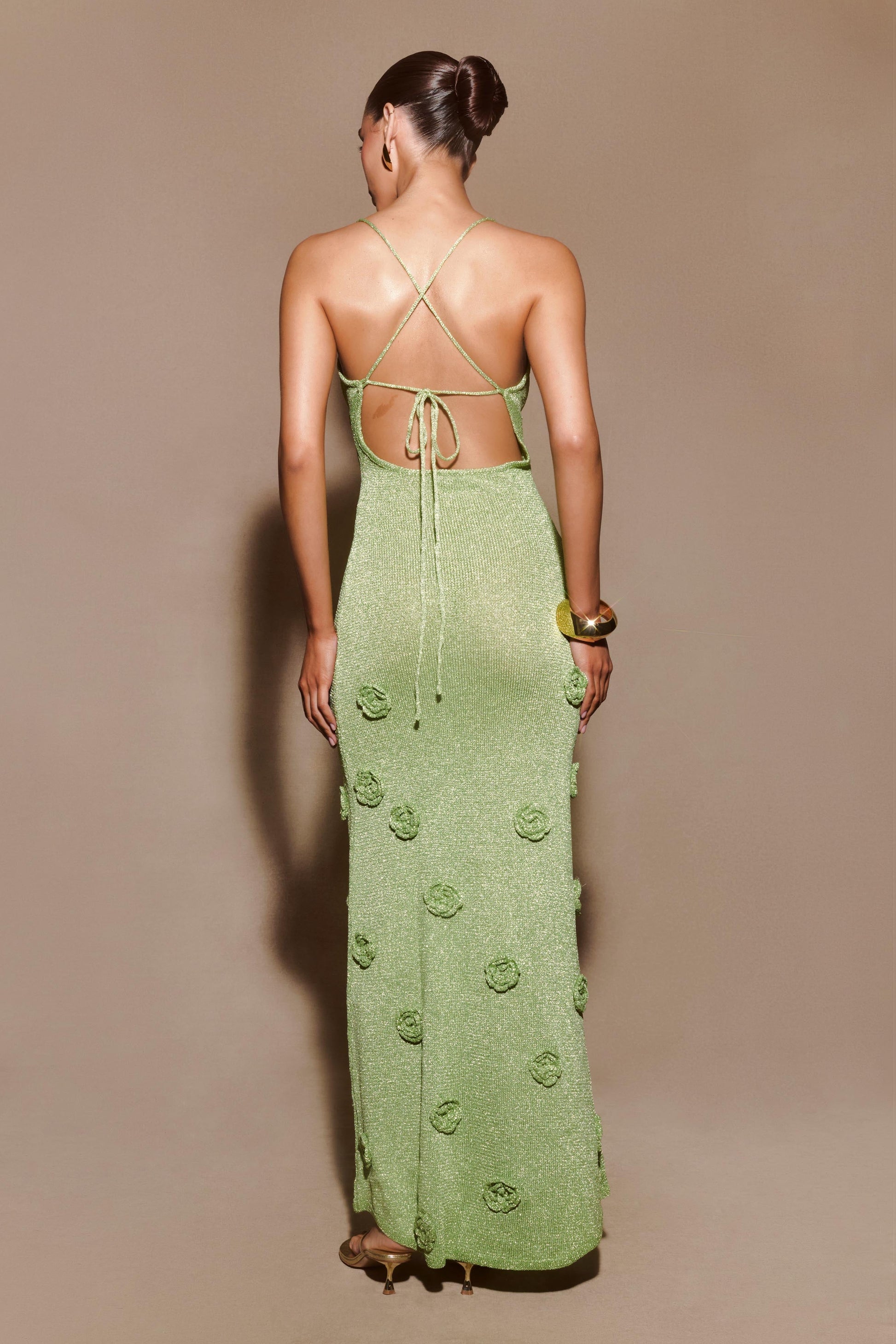 Suki Metallic Knit Maxi Dress / Pastel Green | MESHKI