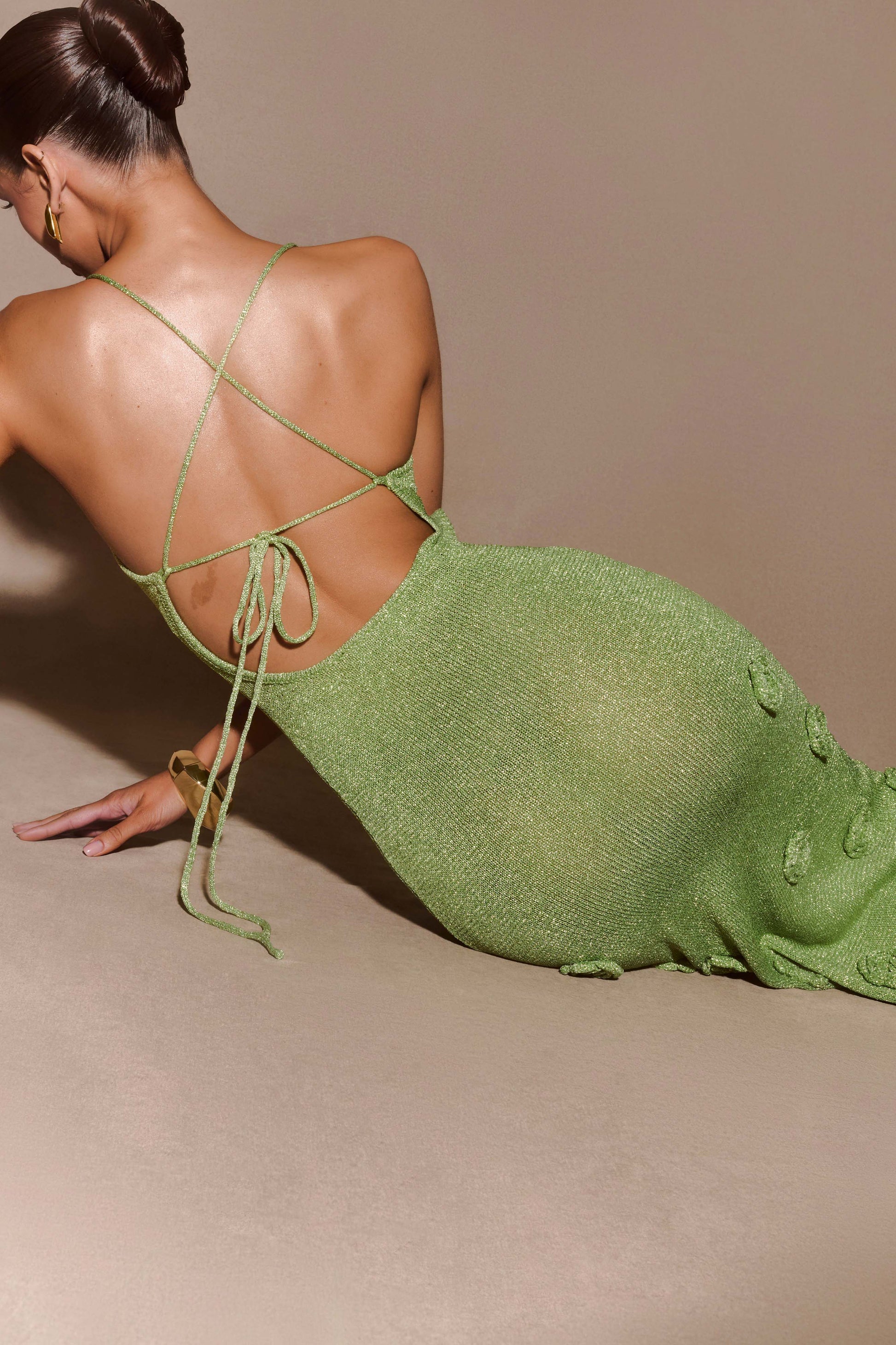 Suki Metallic Knit Maxi Dress - Pastel Green | MESHKI US Suki Metallic Knit Maxi Dress - Pastel Green | MESHKI US