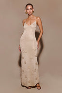 wisp comet knit maxi dress Suki Metallic / Gold | MESHKI Retro Grey Low Waist it offers comfort and Style:Bird Lime Colored Wedding Dresses