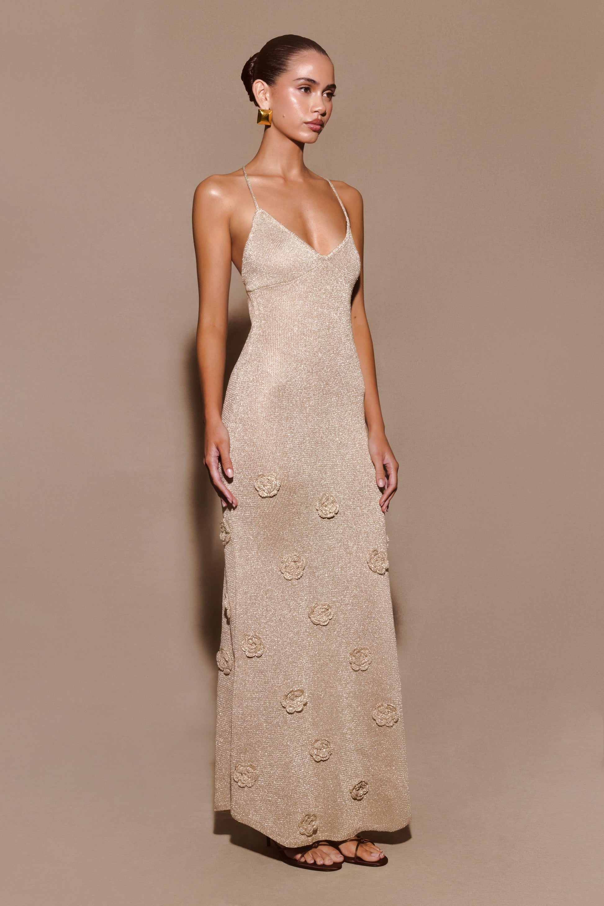 Suki Metallic Knit Maxi Dress / Gold | MESHKI | XL Suki Metallic Knit Maxi Dress / Gold | MESHKI | XL