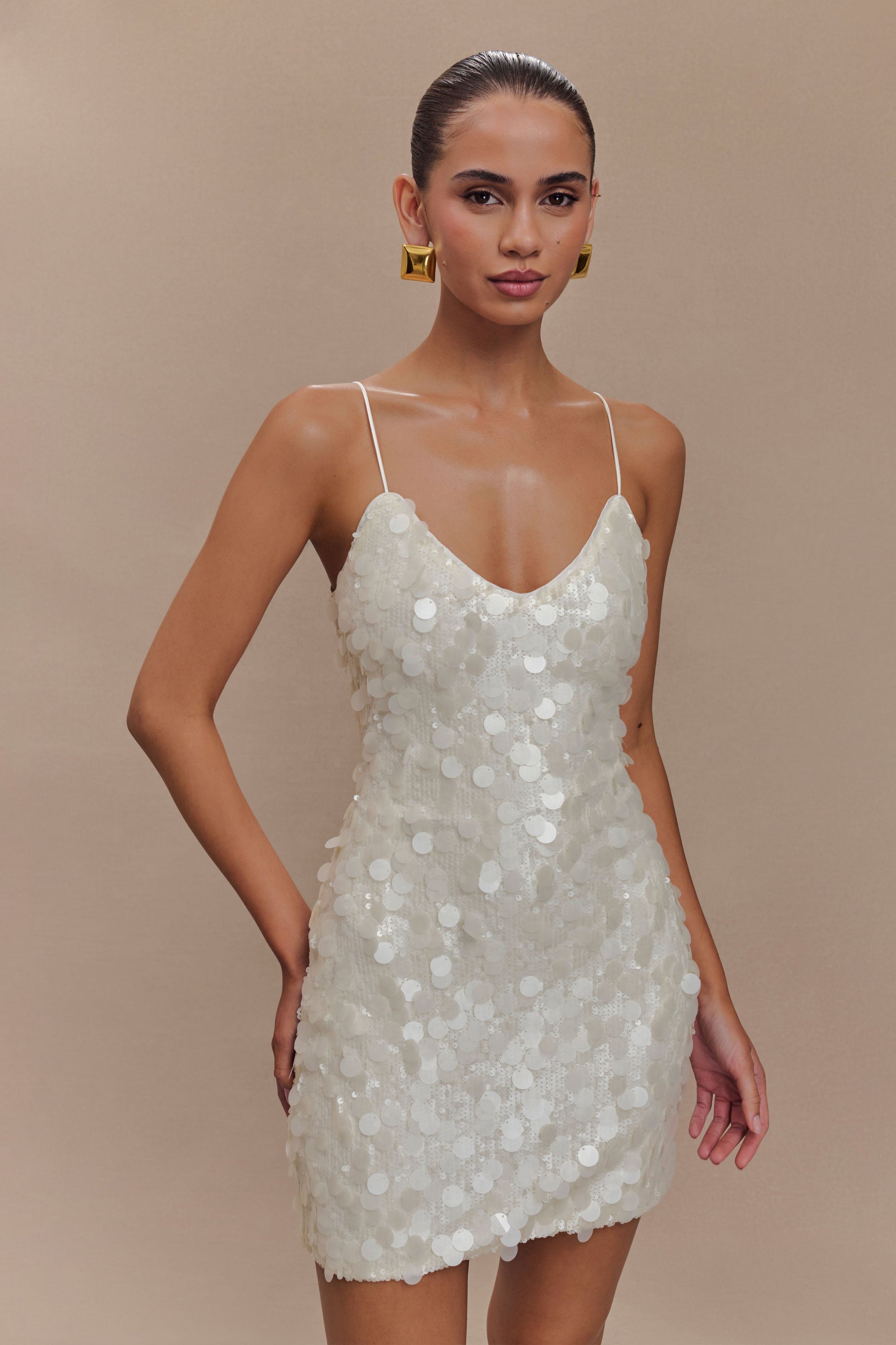 Romilly Sequin Mini Dress / Ivory | MESHKI