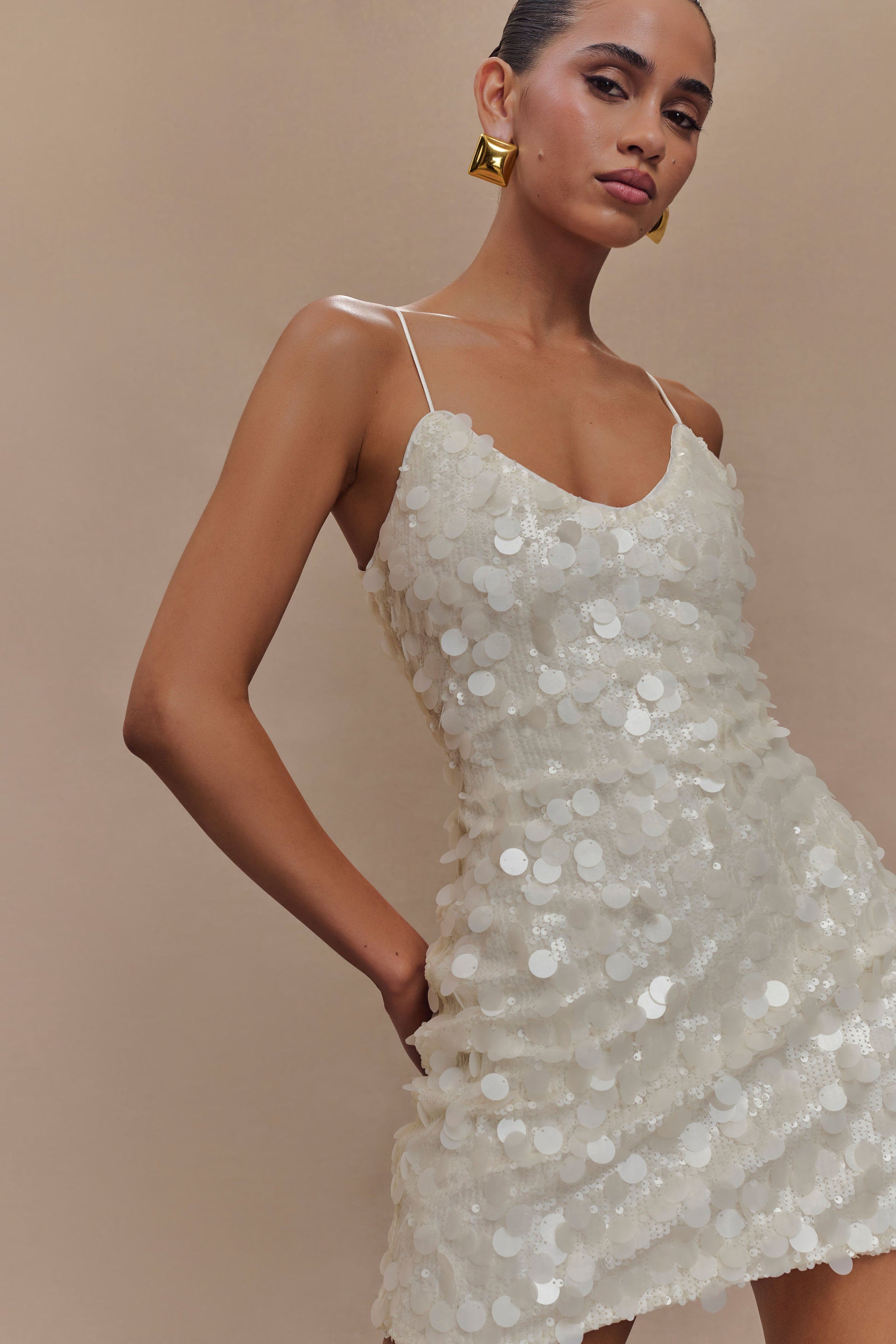 Romilly Sequin Mini Dress / Ivory | MESHKI