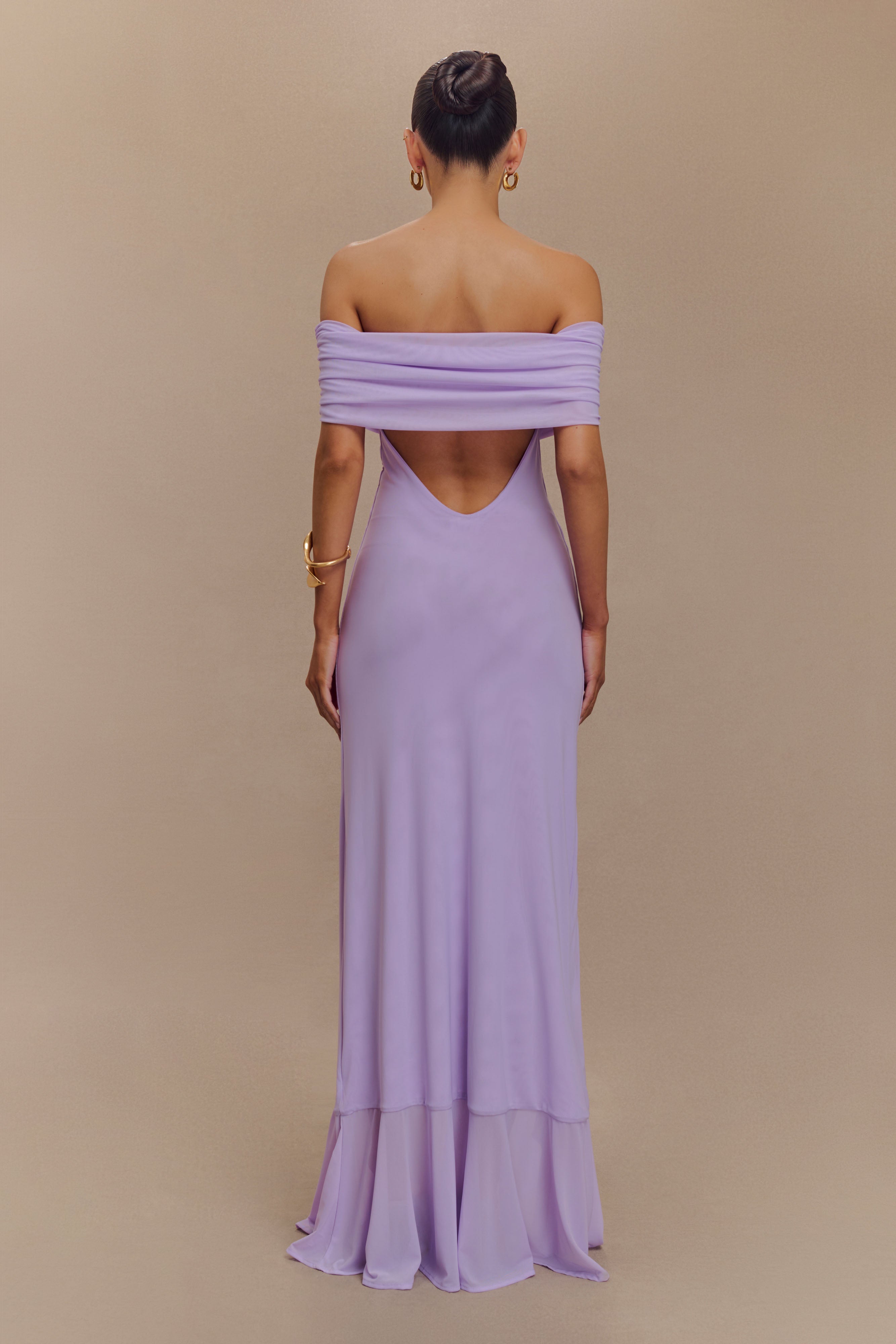 audrey off shoulder mesh maxi dress - pale pink Audrey Off Shoulder Mesh Maxi Dress / Lilac | MESHKI