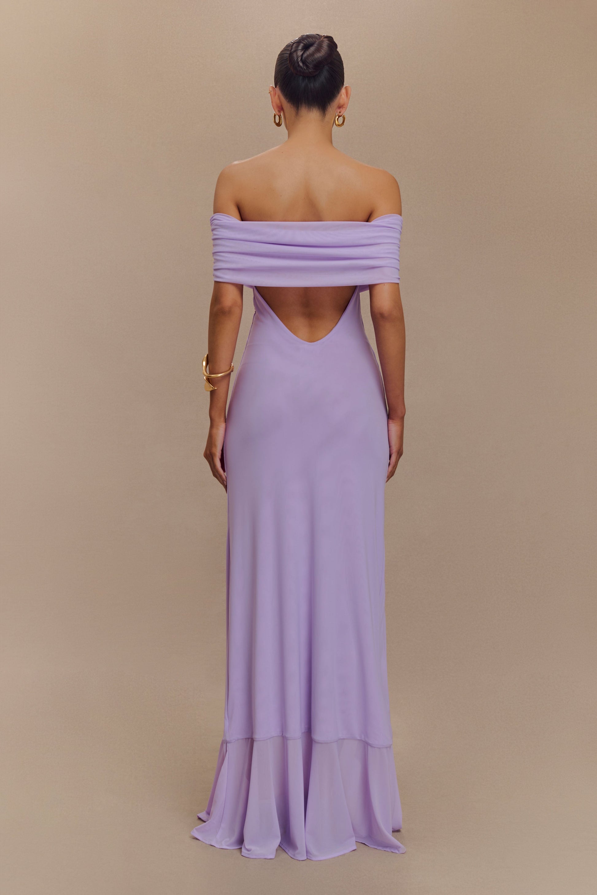 Audrey Off Shoulder Mesh Maxi Dress / Lilac | MESHKI | 3XL Audrey Off Shoulder Mesh Maxi Dress / Lilac | MESHKI | 3XL