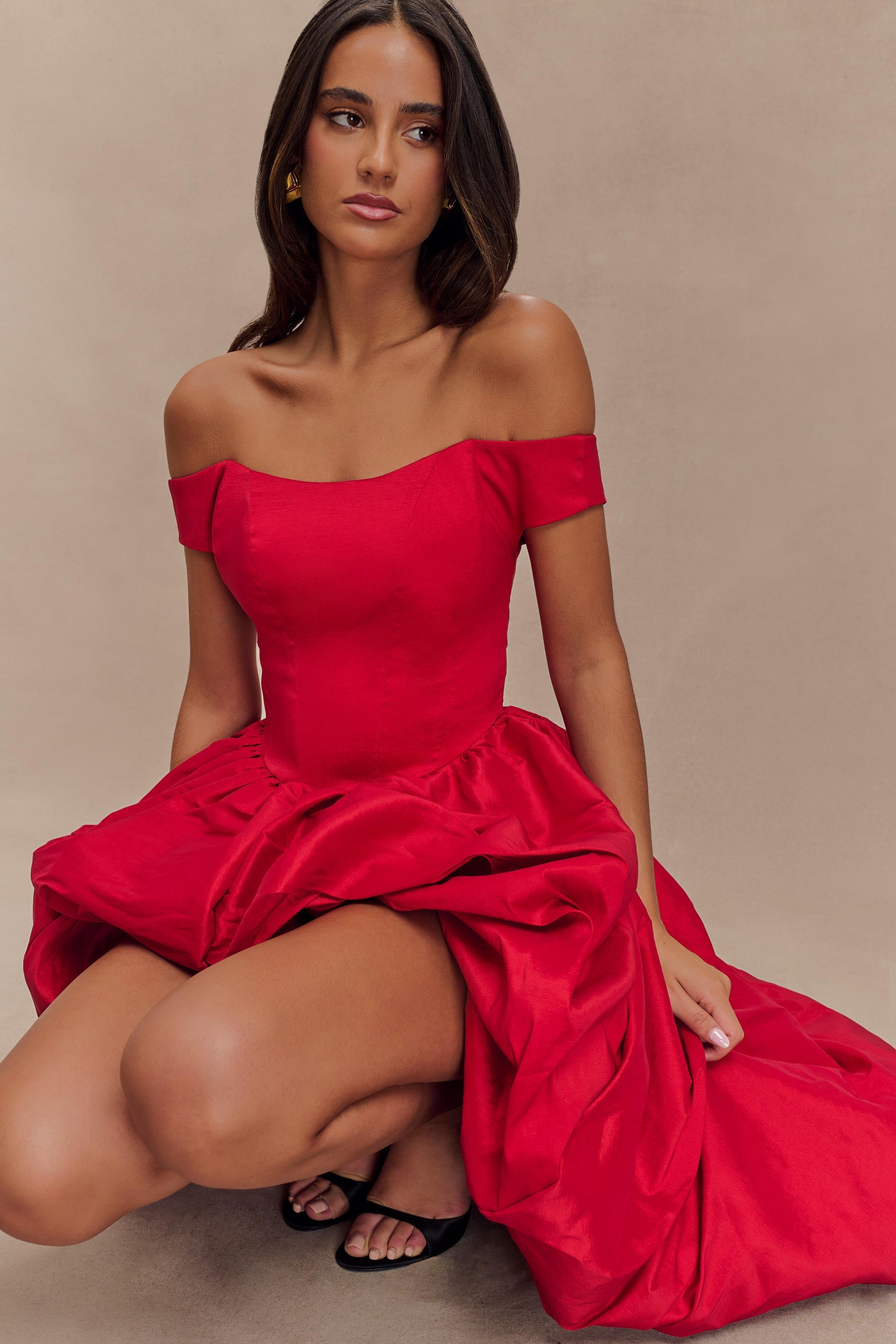 Amelia Bubble Maxi Dress / Ruby Red | Meshki | L Amelia Bubble Maxi Dress / Ruby Red | Meshki | L