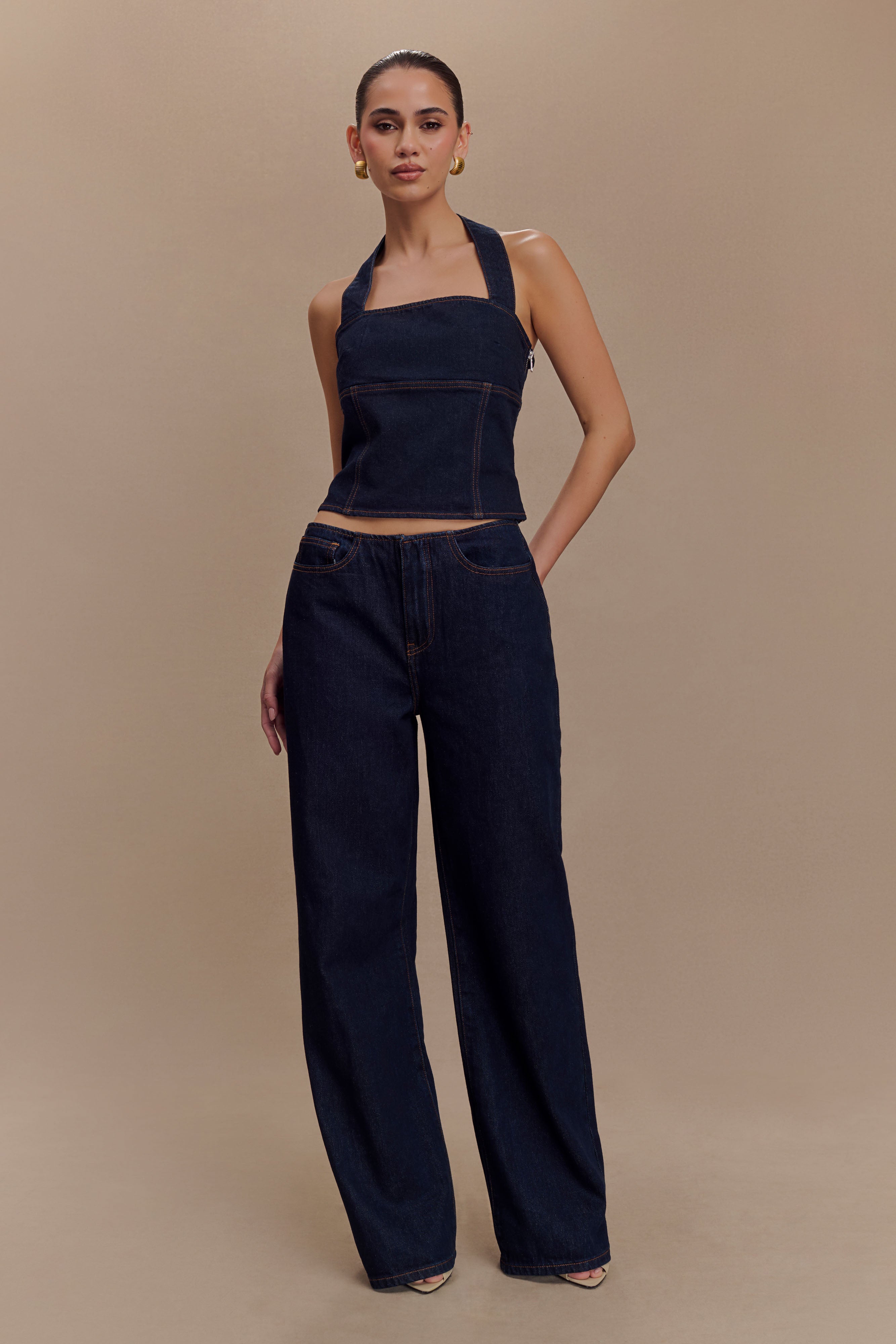 Caitlin Mid Rise Denim Jeans - Indigo Blue | MESHKI US