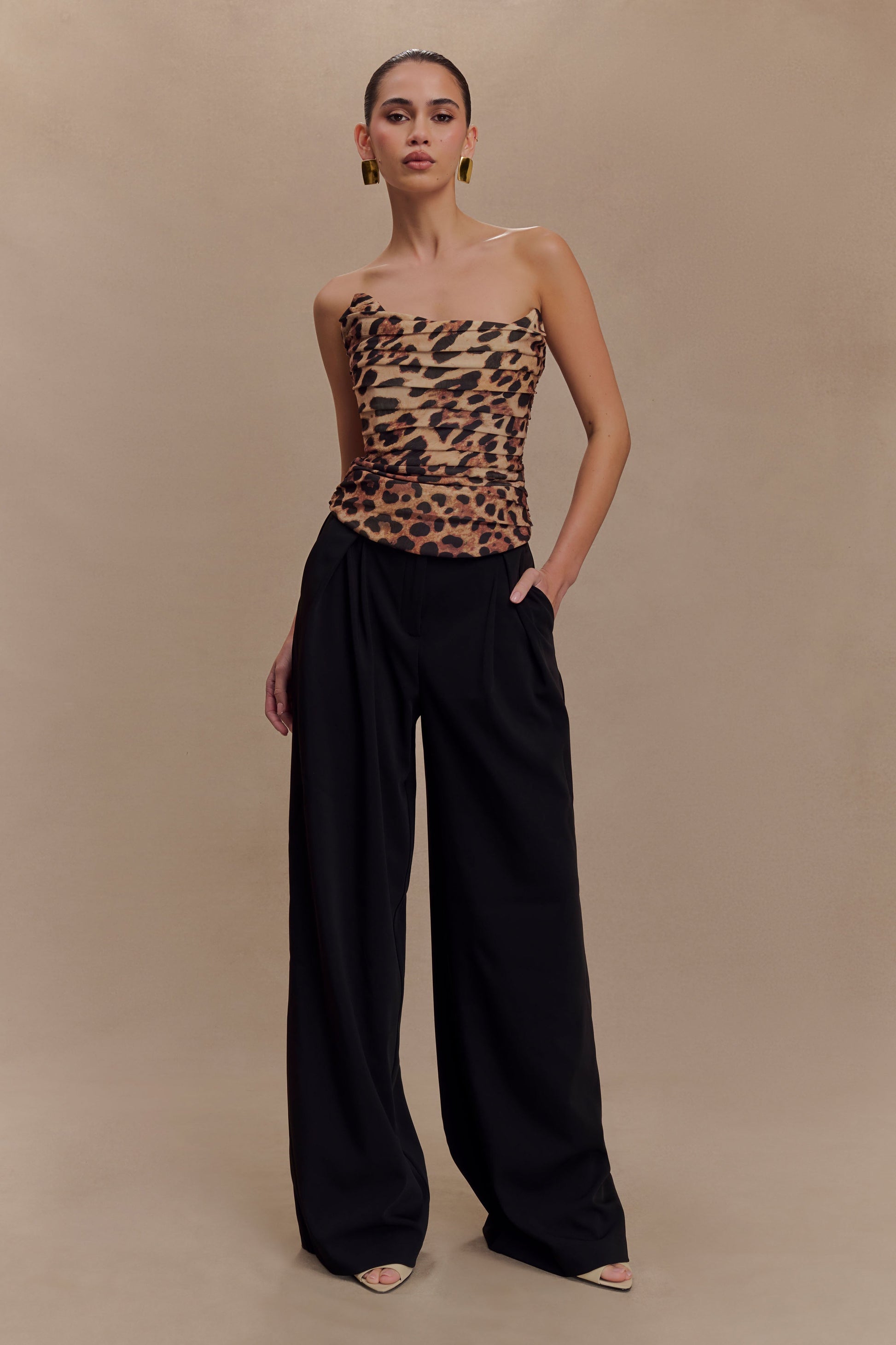wide leg black dress pants for women Jacqueline Pleated Wide Leg Pants - Black
