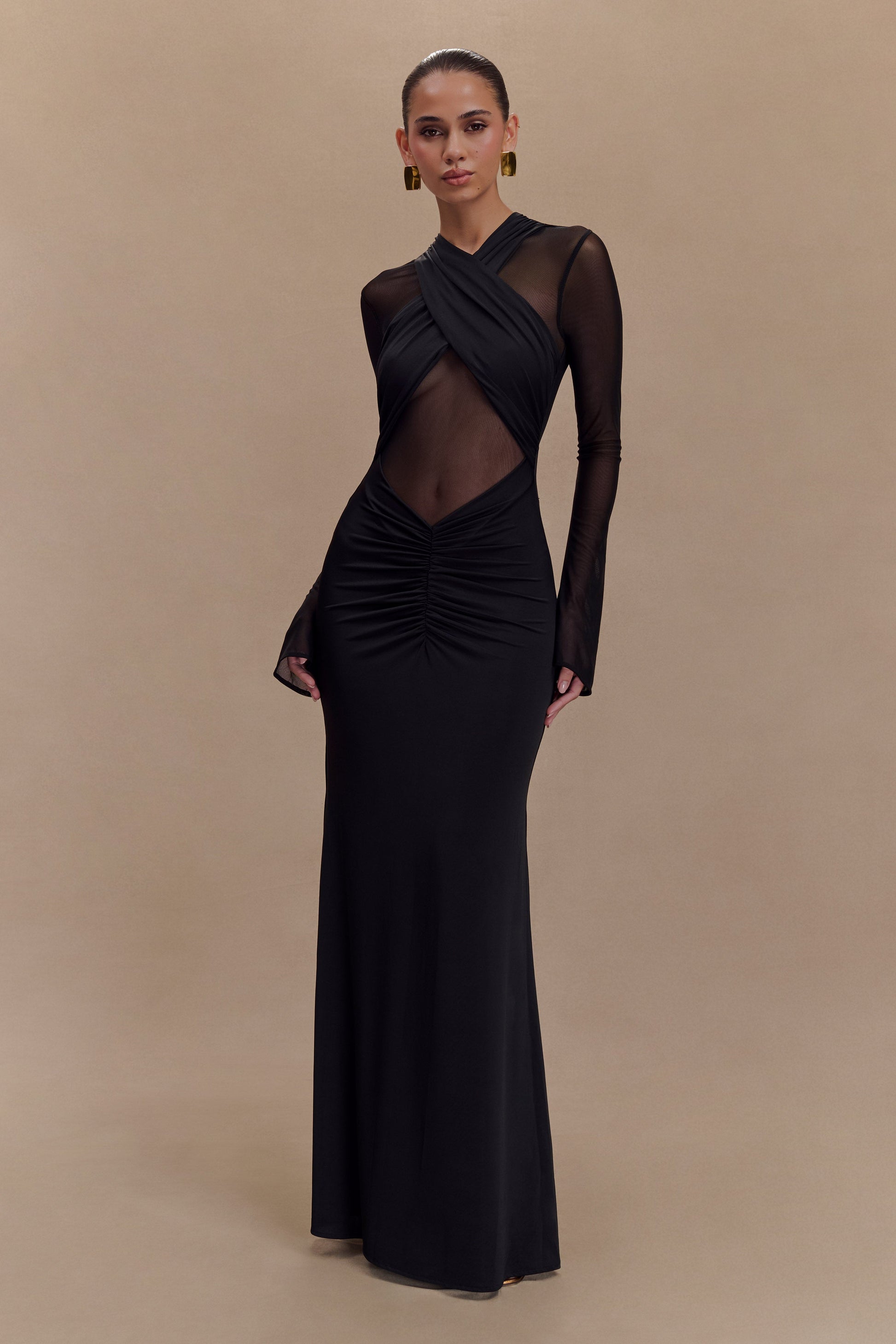 black mesh dress outfit Fondly Mesh Maxi Dress