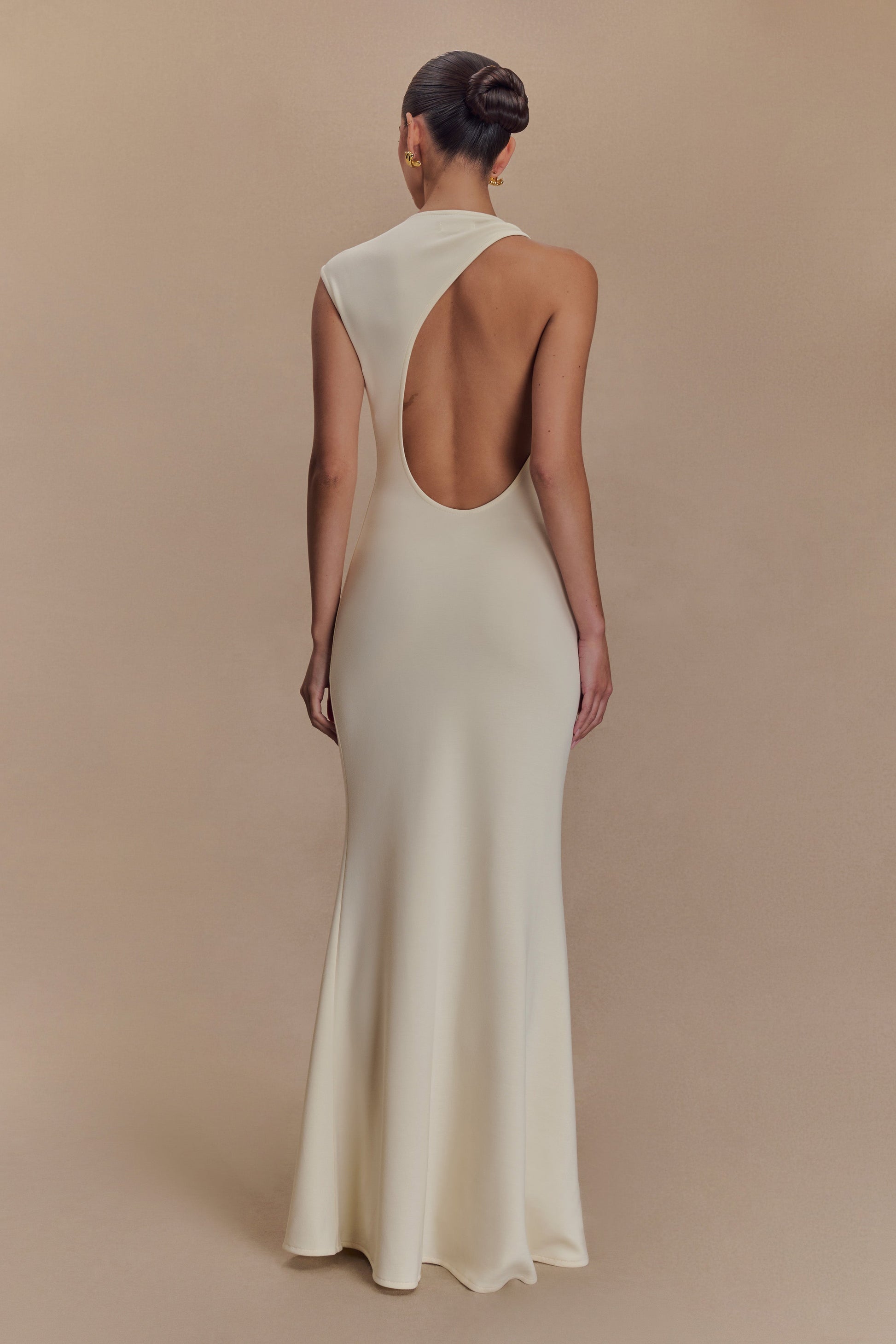 Katerina Scuba Jersey Cut Out Maxi Dress / Ivory | Meshki | M Katerina Scuba Jersey Cut Out Maxi Dress / Ivory | Meshki | M