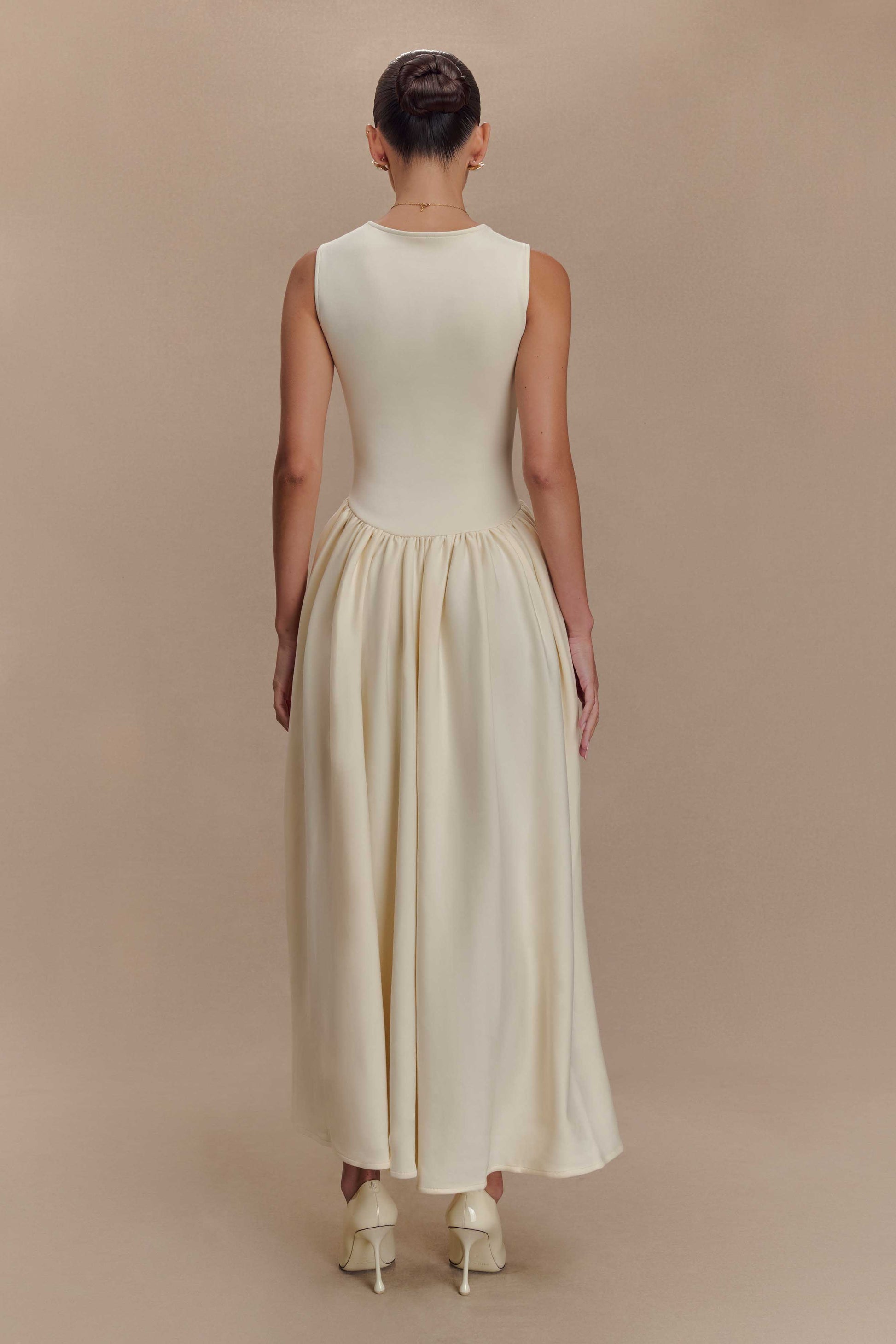 scuba jersey midi dress Sharon Scuba Jersey Midi Dress / Ivory | MESHKI