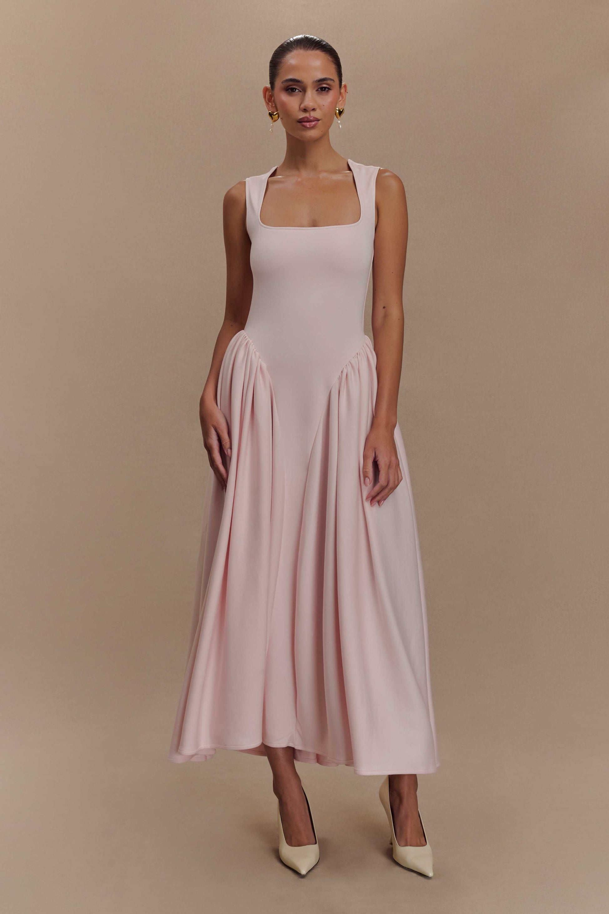 Sharon Scuba Jersey Midi Dress / Ballet Pink | MESHKI | M Sharon Scuba Jersey Midi Dress / Ballet Pink | MESHKI | M