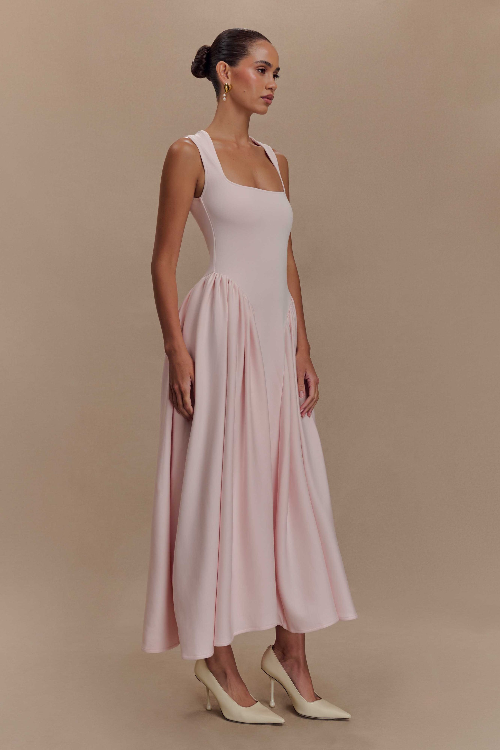 Sharon Scuba Jersey Midi Dress / Ballet Pink | MESHKI | M Sharon Scuba Jersey Midi Dress / Ballet Pink | MESHKI | M