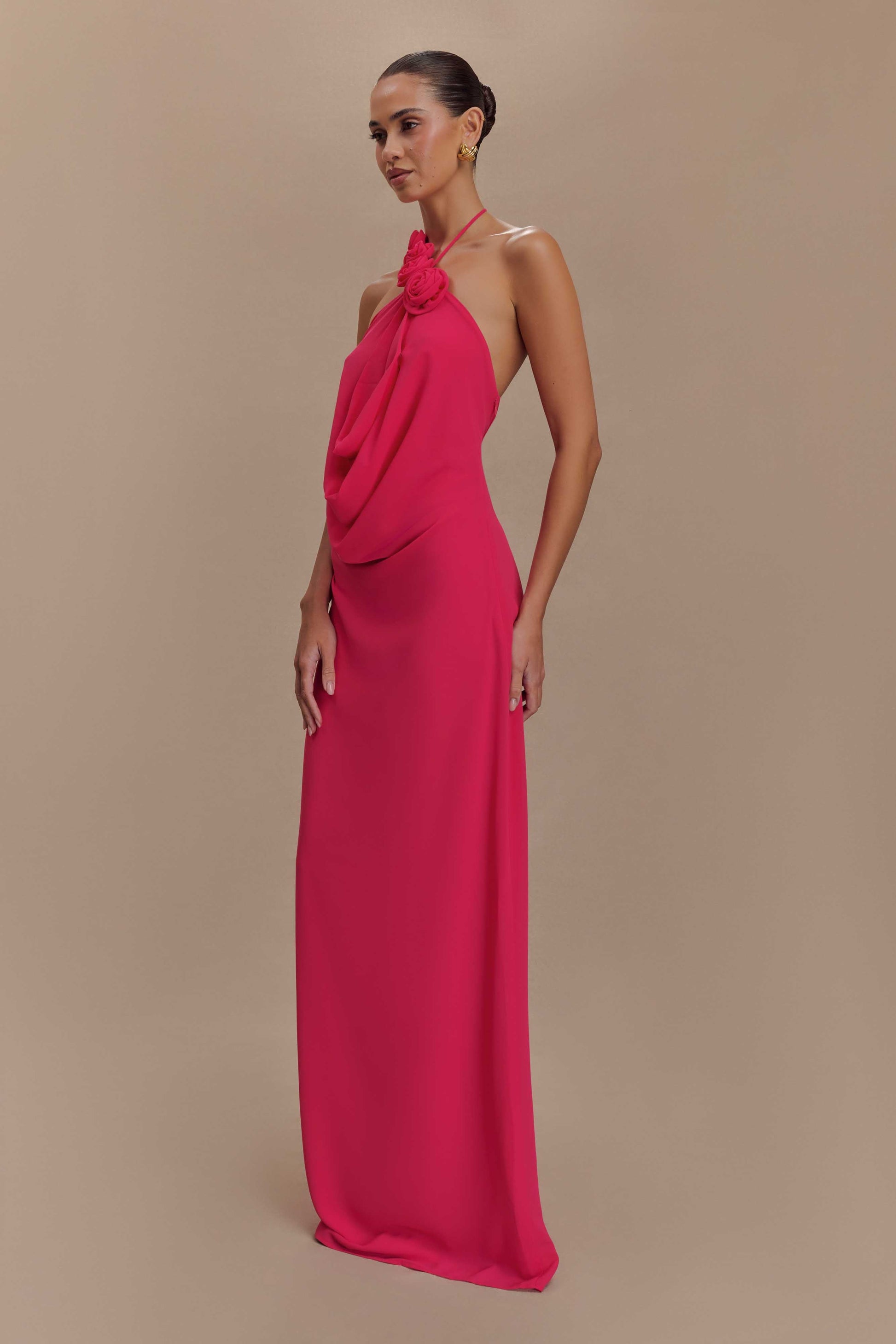Rosalia Cowl Neck Maxi Dress / Raspberry | MESHKI