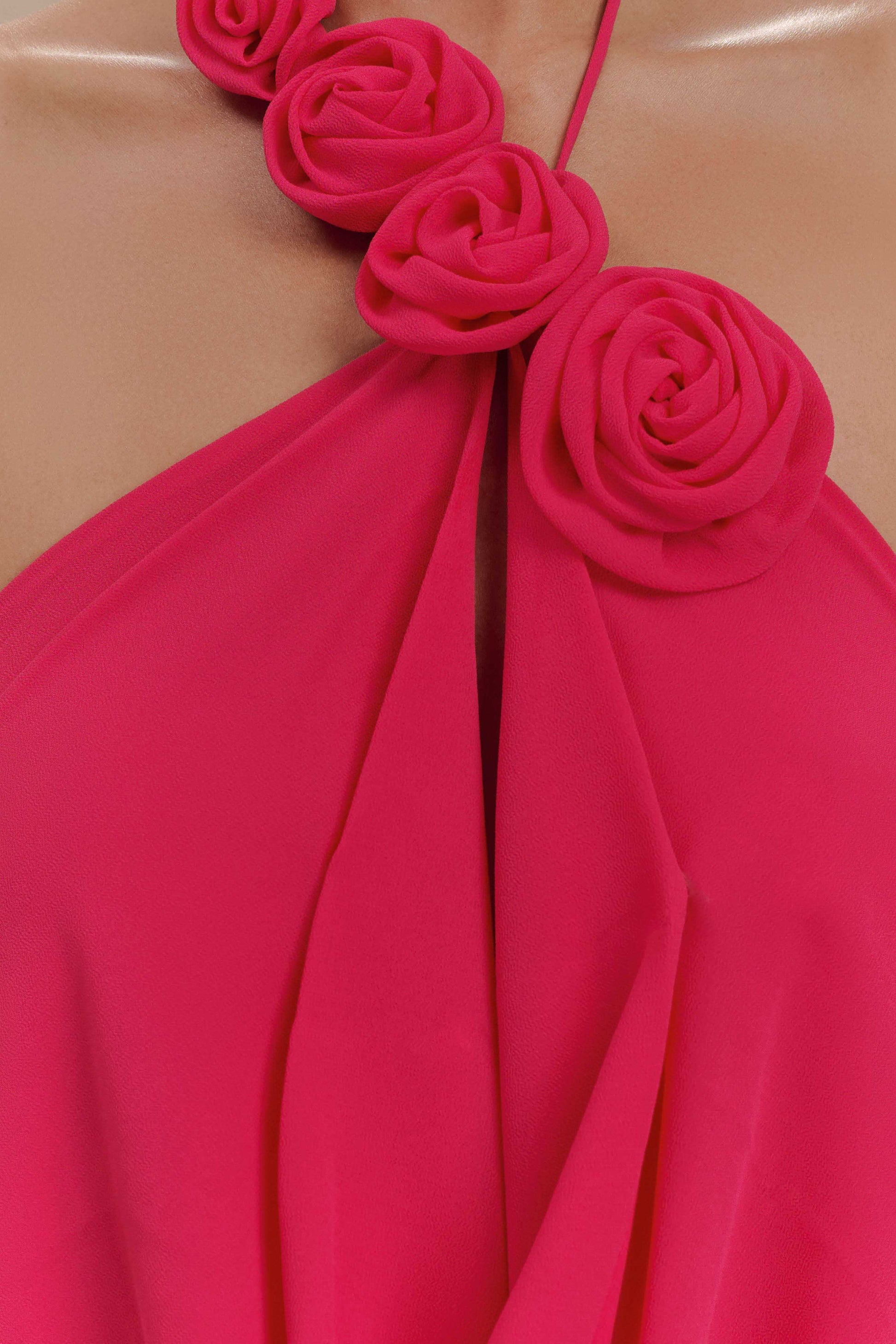 70's maxi dress pink cowl neck long sleeve Rosalia Cowl Neck Maxi Dress - Raspberry