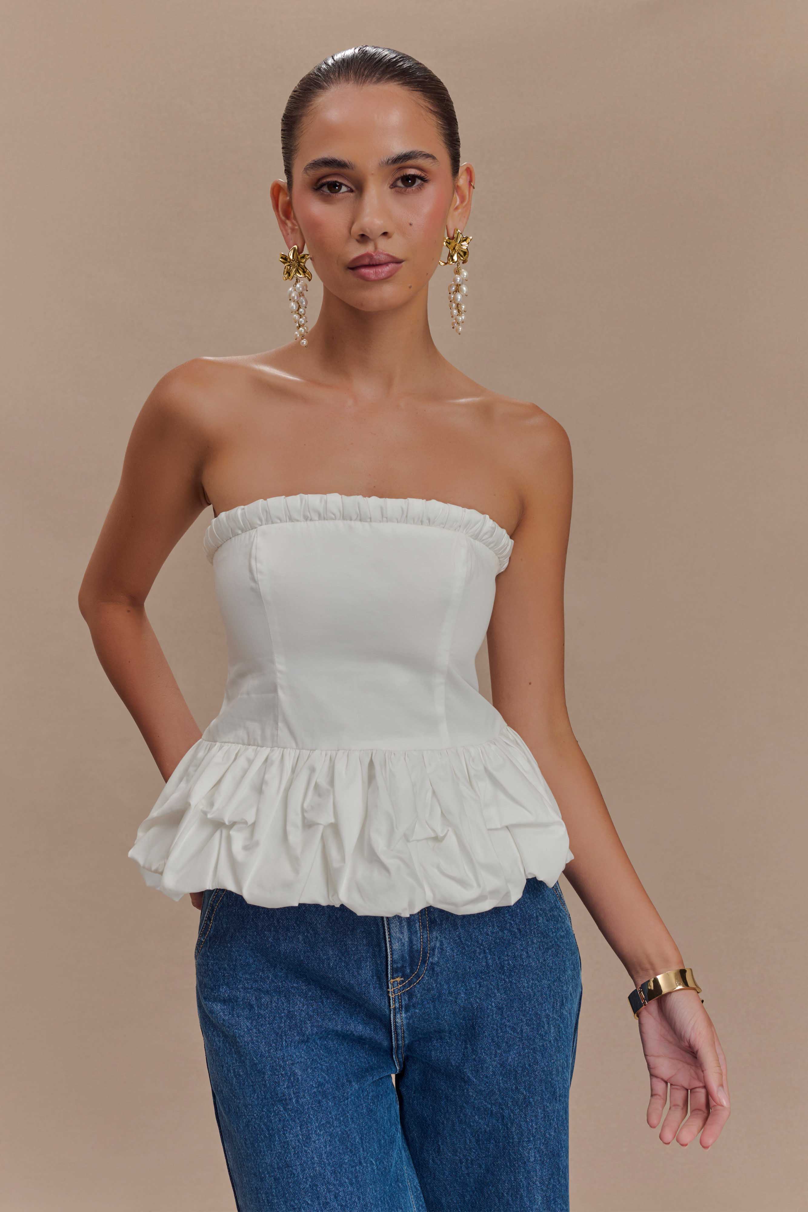ruched strapless top