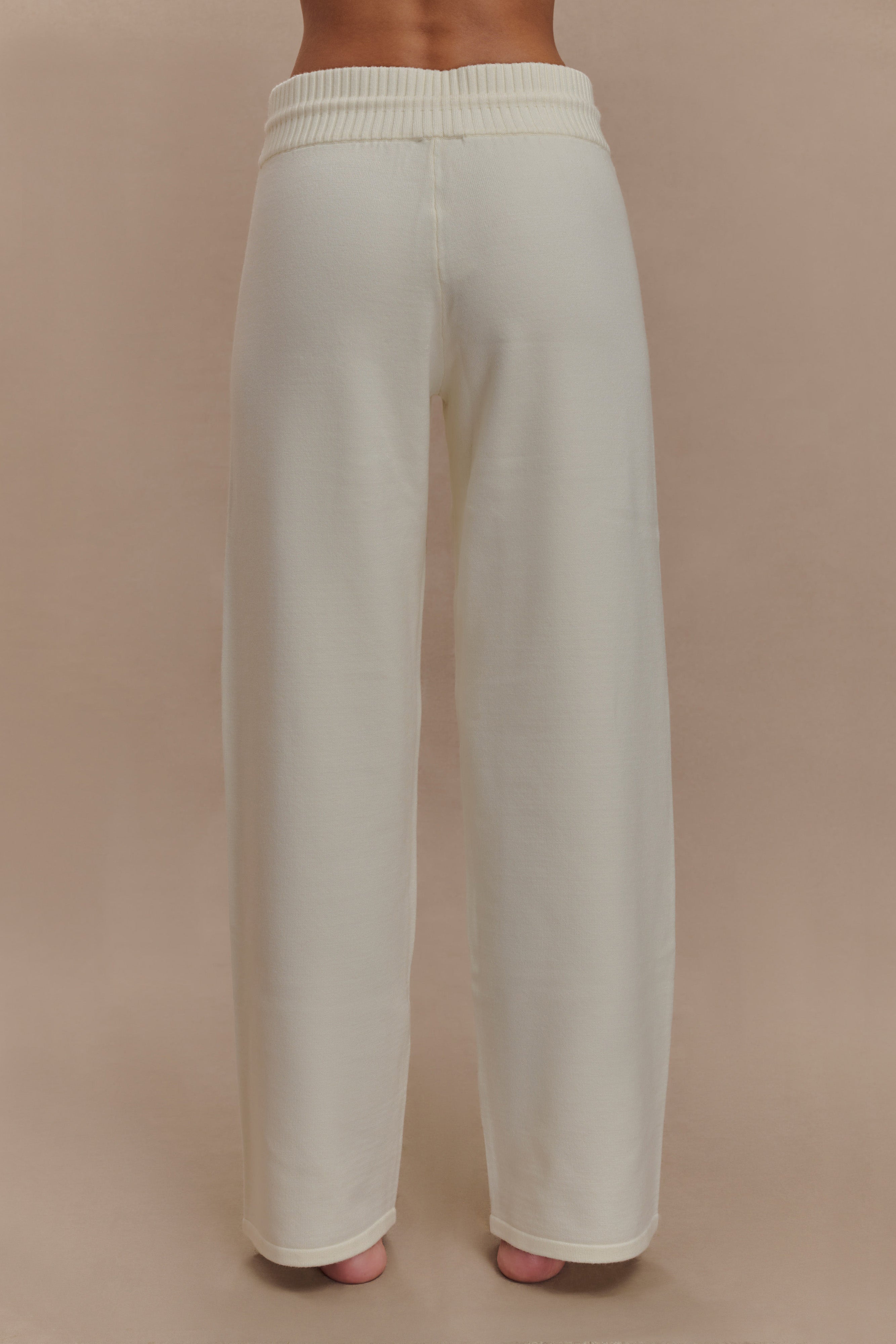 Natalya Knit Wide Leg Pants - Ivory | MESHKI US