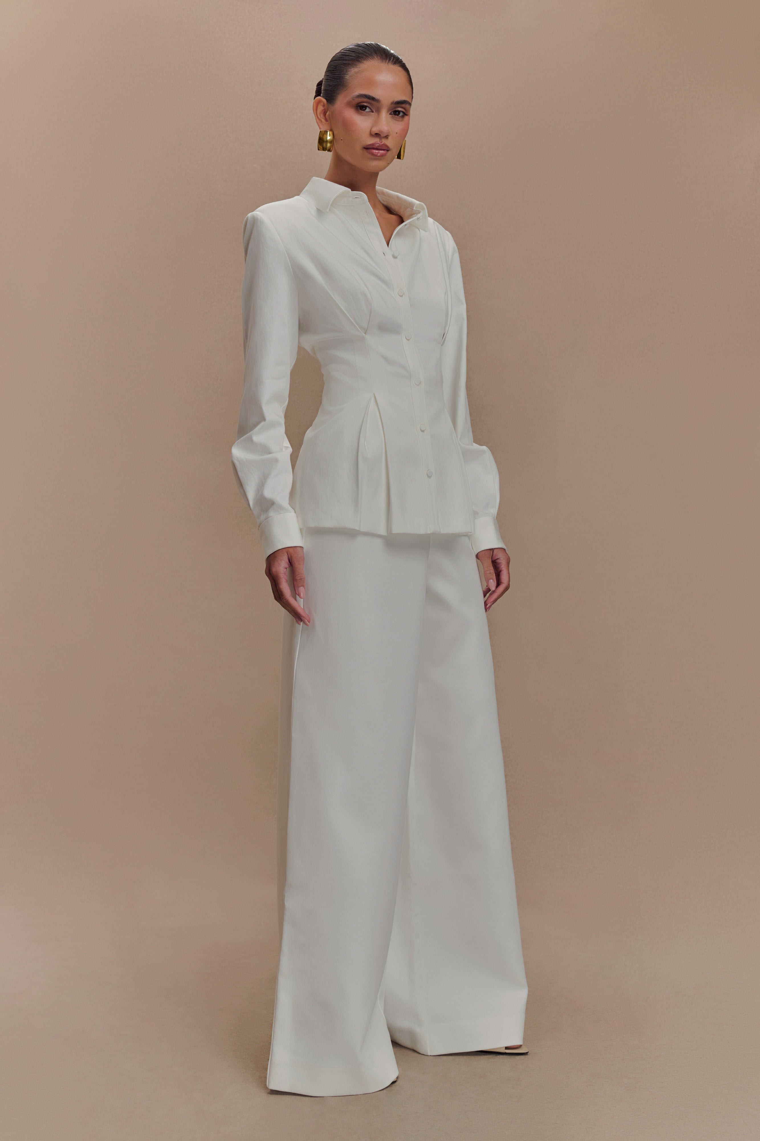 Rhia Oversized Shirt - White | MESHKI US