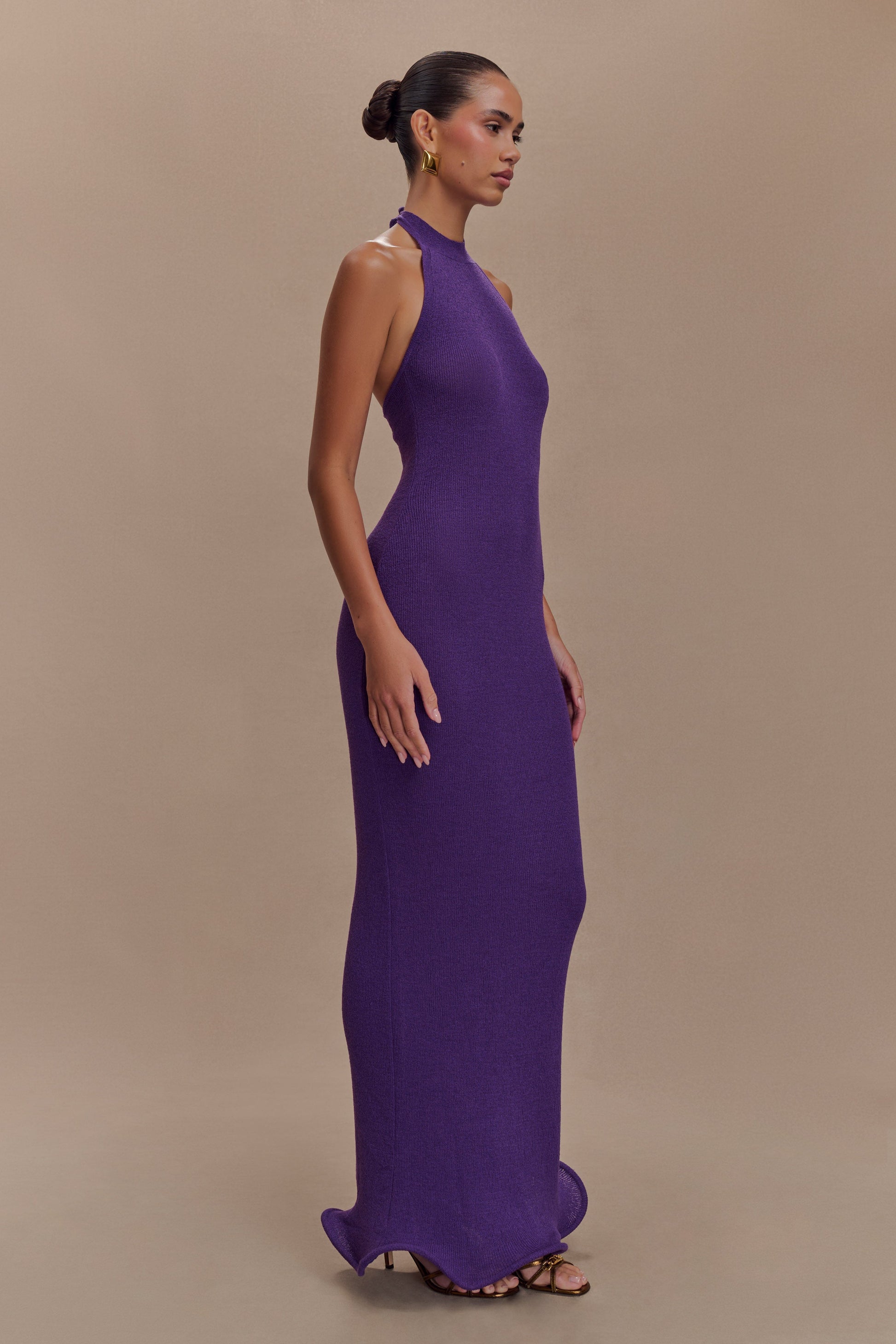 Melodie Halter Knit Maxi Dress / Purple | MESHKI