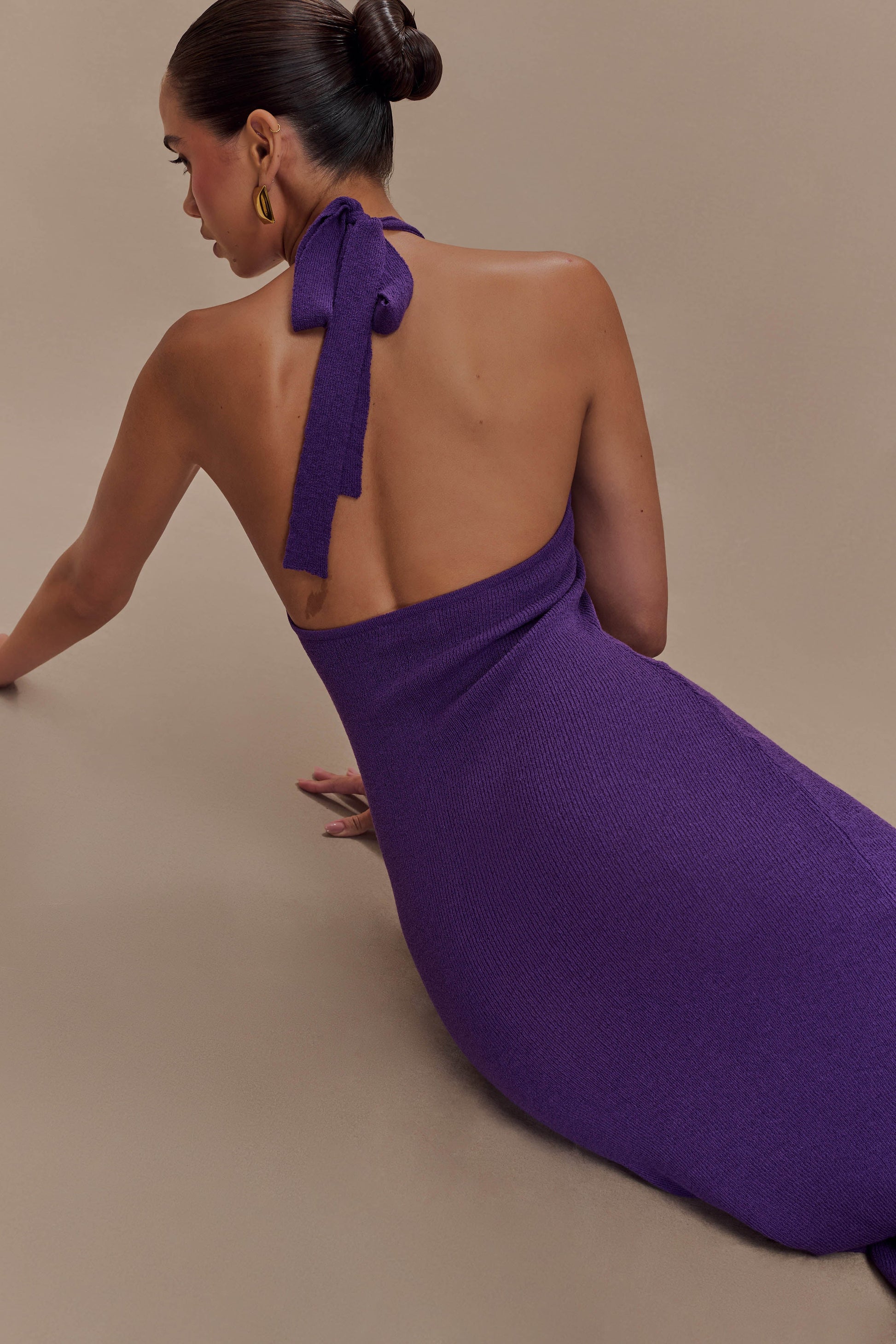 Melodie Halter Knit Maxi Dress / Purple | MESHKI