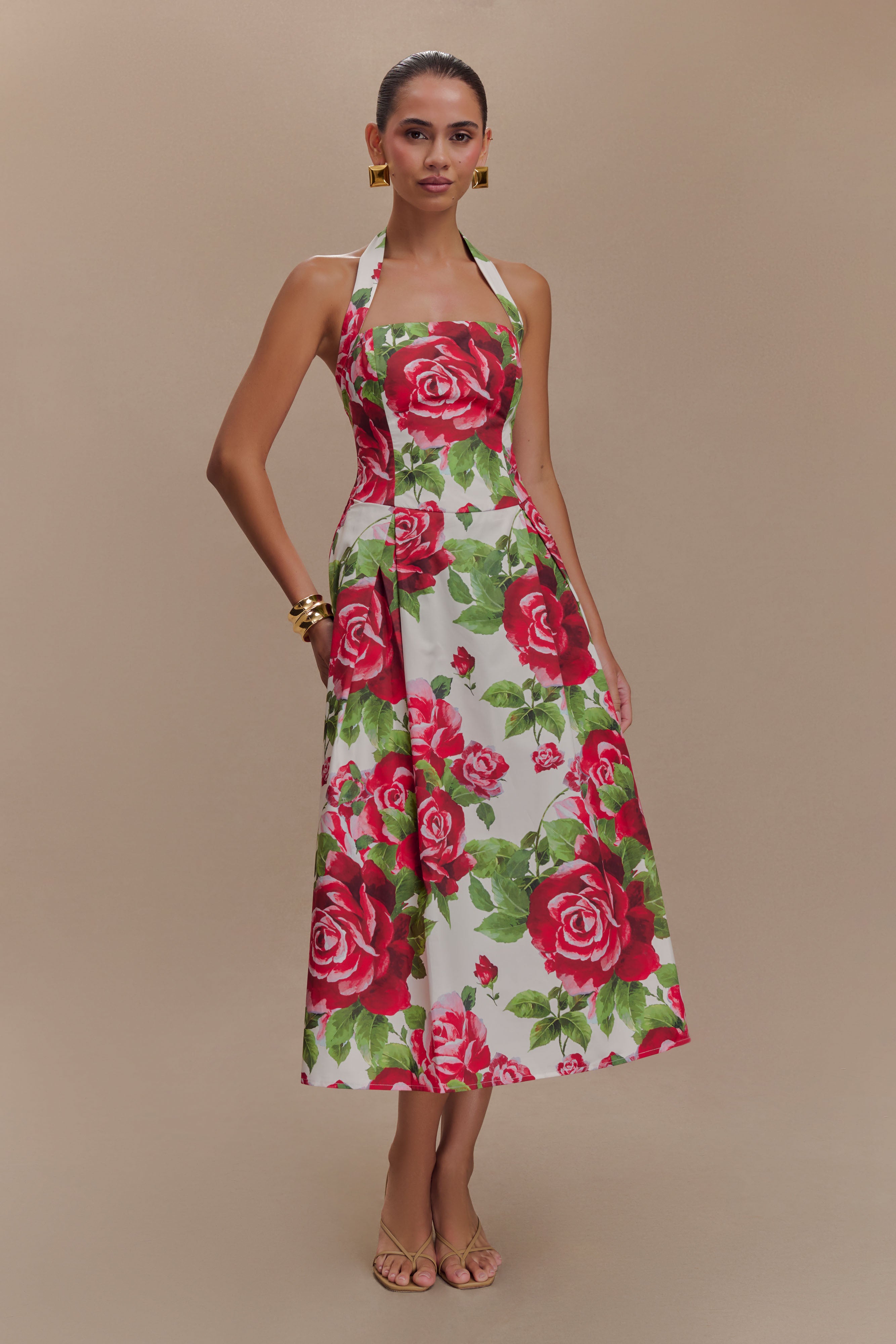 Juana Halter Midi Dress - Sonia Rose Print | MESHKI US