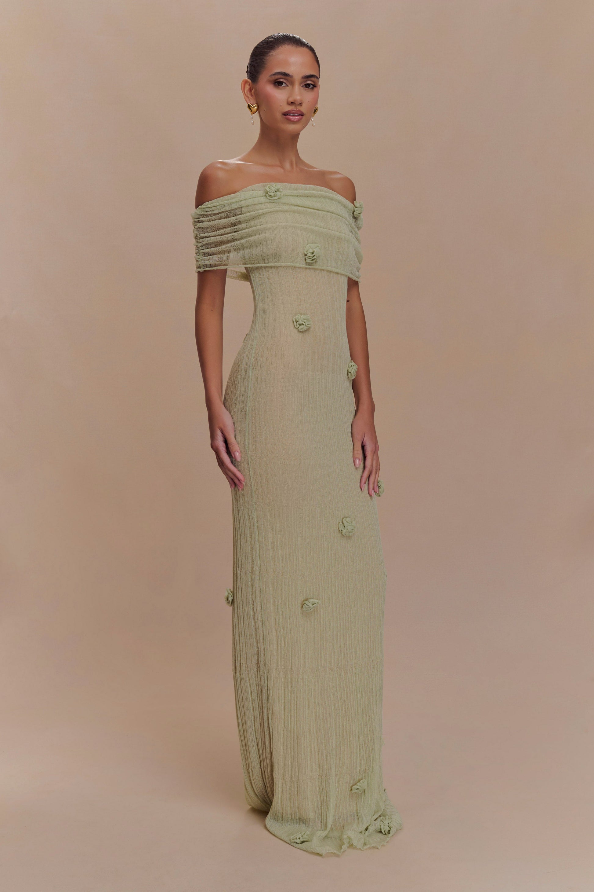 Brynn Orchid Knit Maxi Dress - Pastel Green | MESHKI US Brynn Orchid Knit Maxi Dress - Pastel Green | MESHKI US