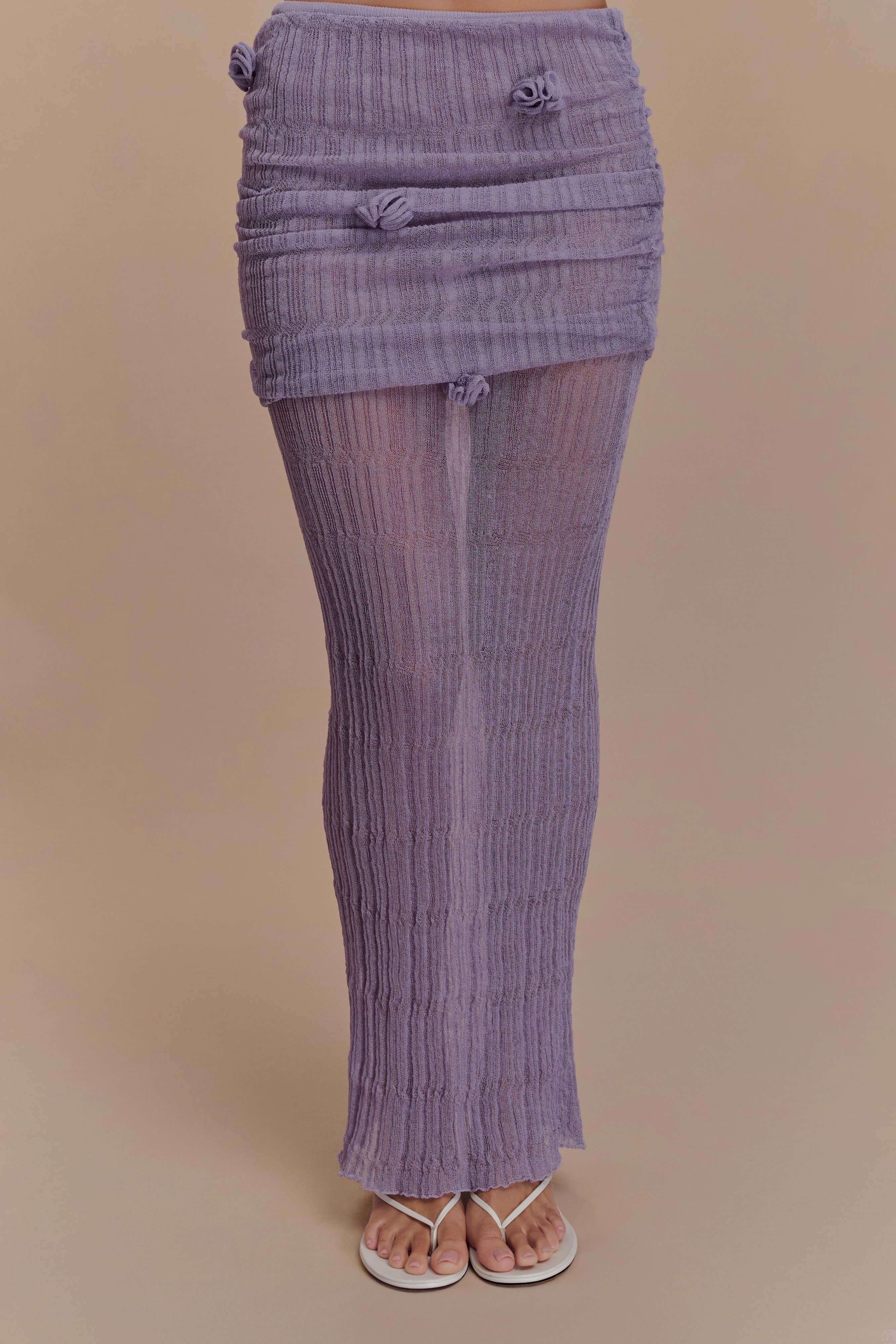 Orianna Orchid Knit Maxi Skirt - Orchid | MESHKI US