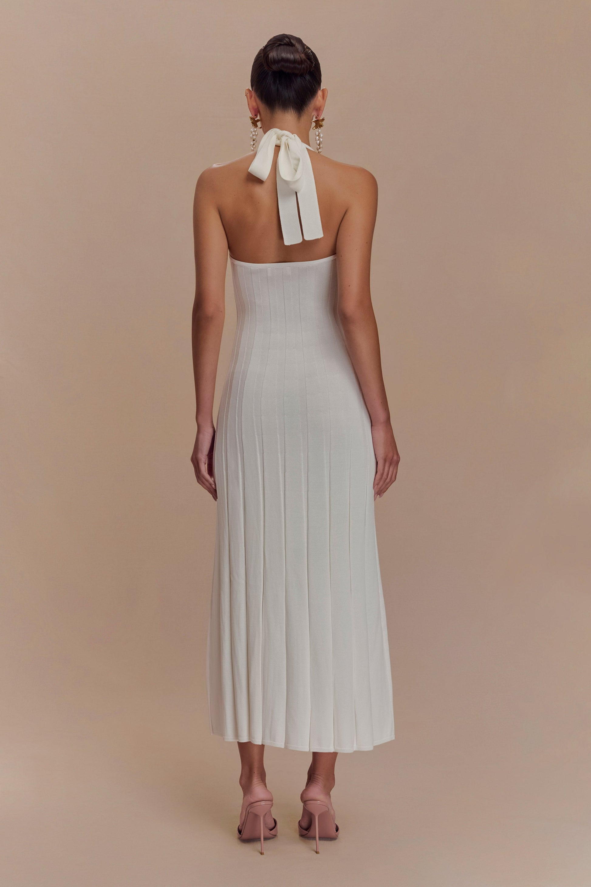 jacqui halter knit midi dress NWT MESHKI Jacqui Halter Knit Midi Dress Ivory Size Extra Small
