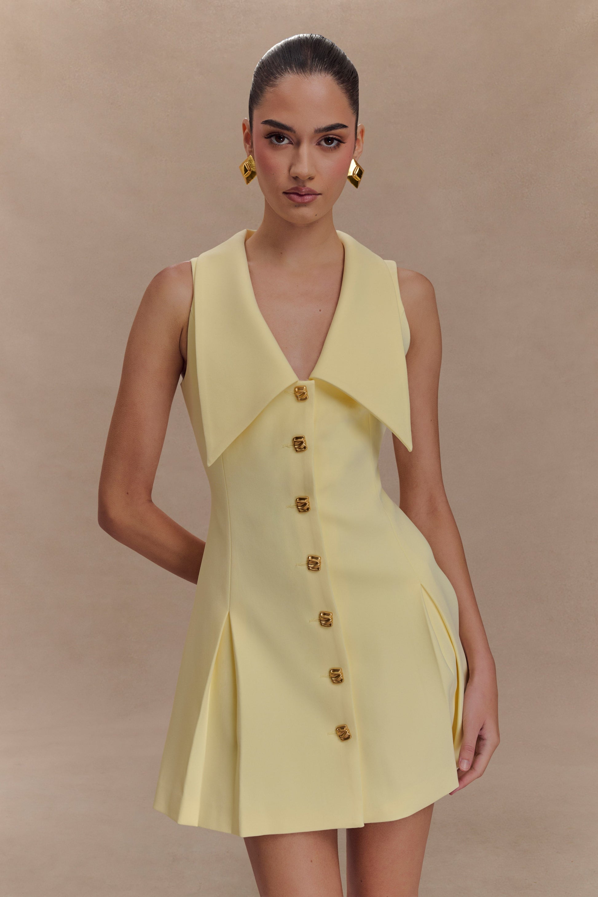 Oli Sleeveless Mini Dress / Lemon | MESHKI