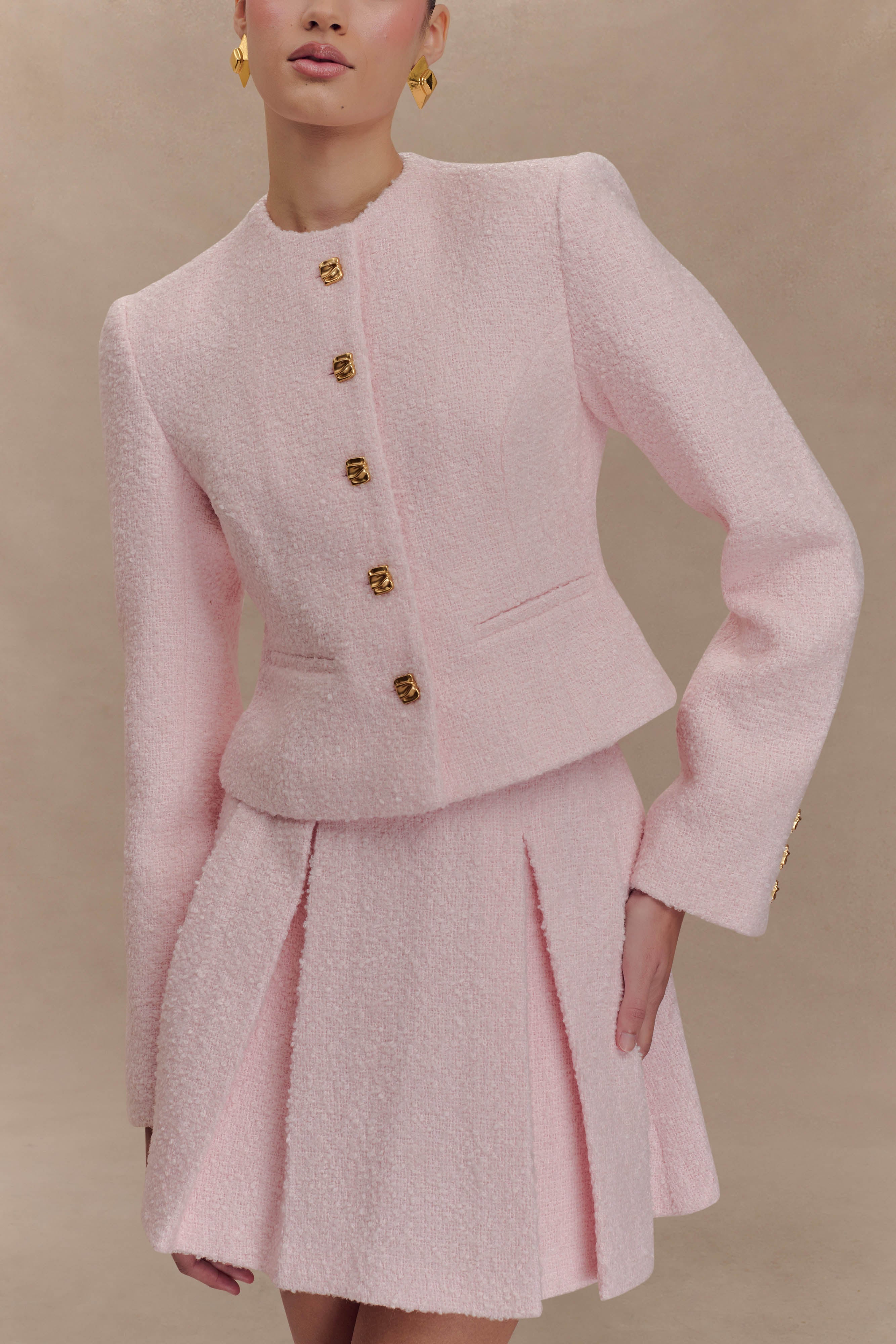 Cleo Boucle Jacket - Powder Pink | MESHKI US