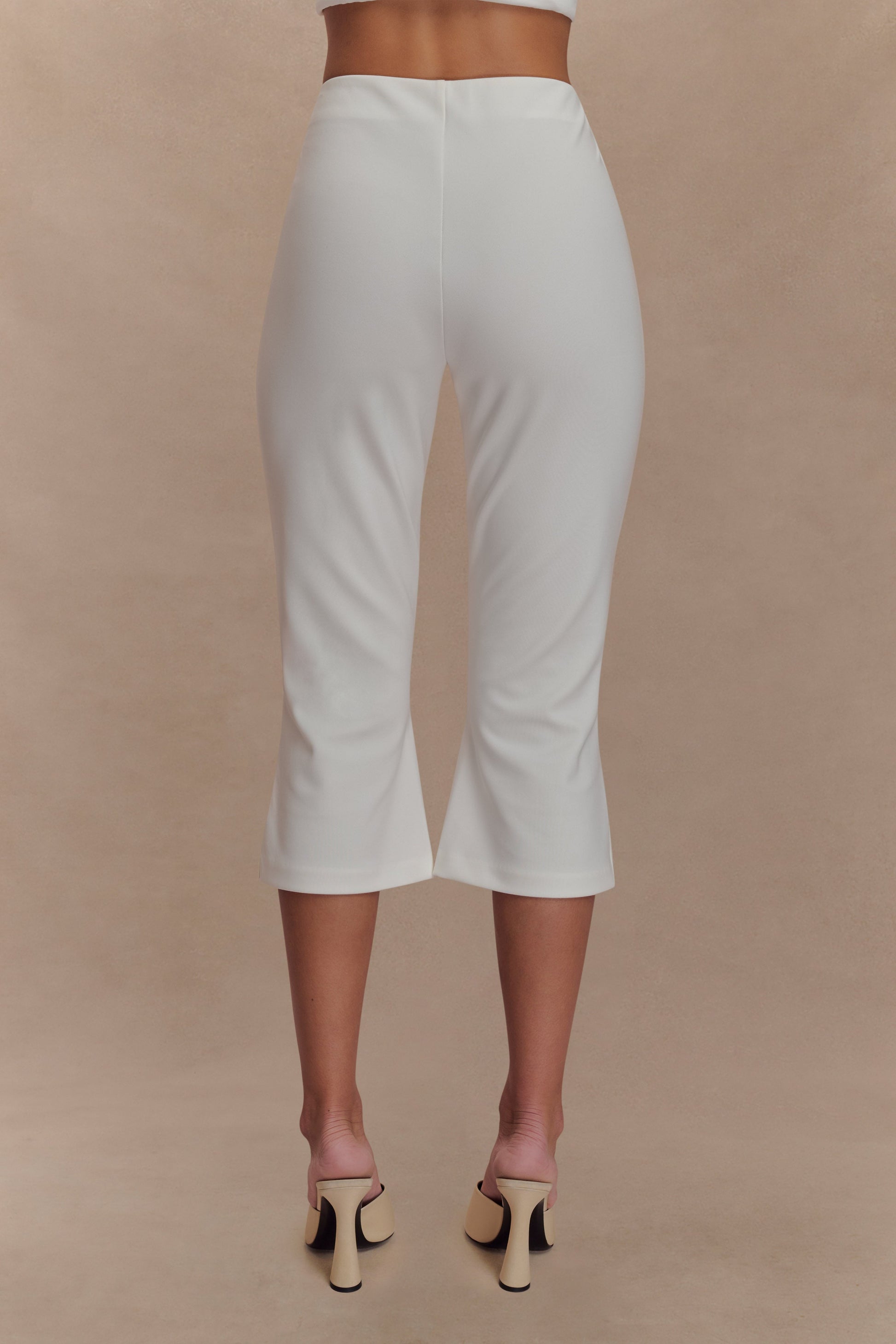 Layla Flared Crepe Capri Pants - White #2