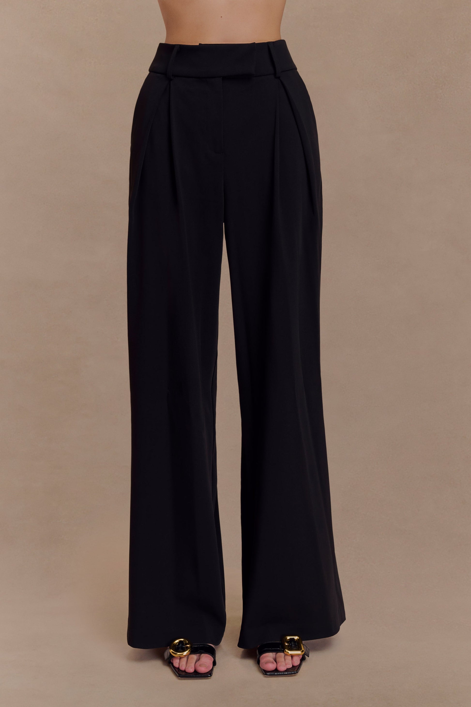 Jacqueline Pleated Wide Leg Pants / Black | MESHKI | XXS Jacqueline Pleated Wide Leg Pants / Black | MESHKI | XXS