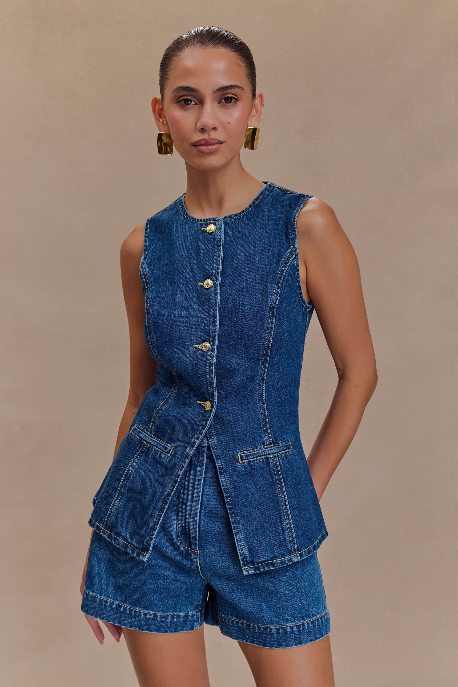 Abel Denim Shorts / Dark Blue | MESHKI