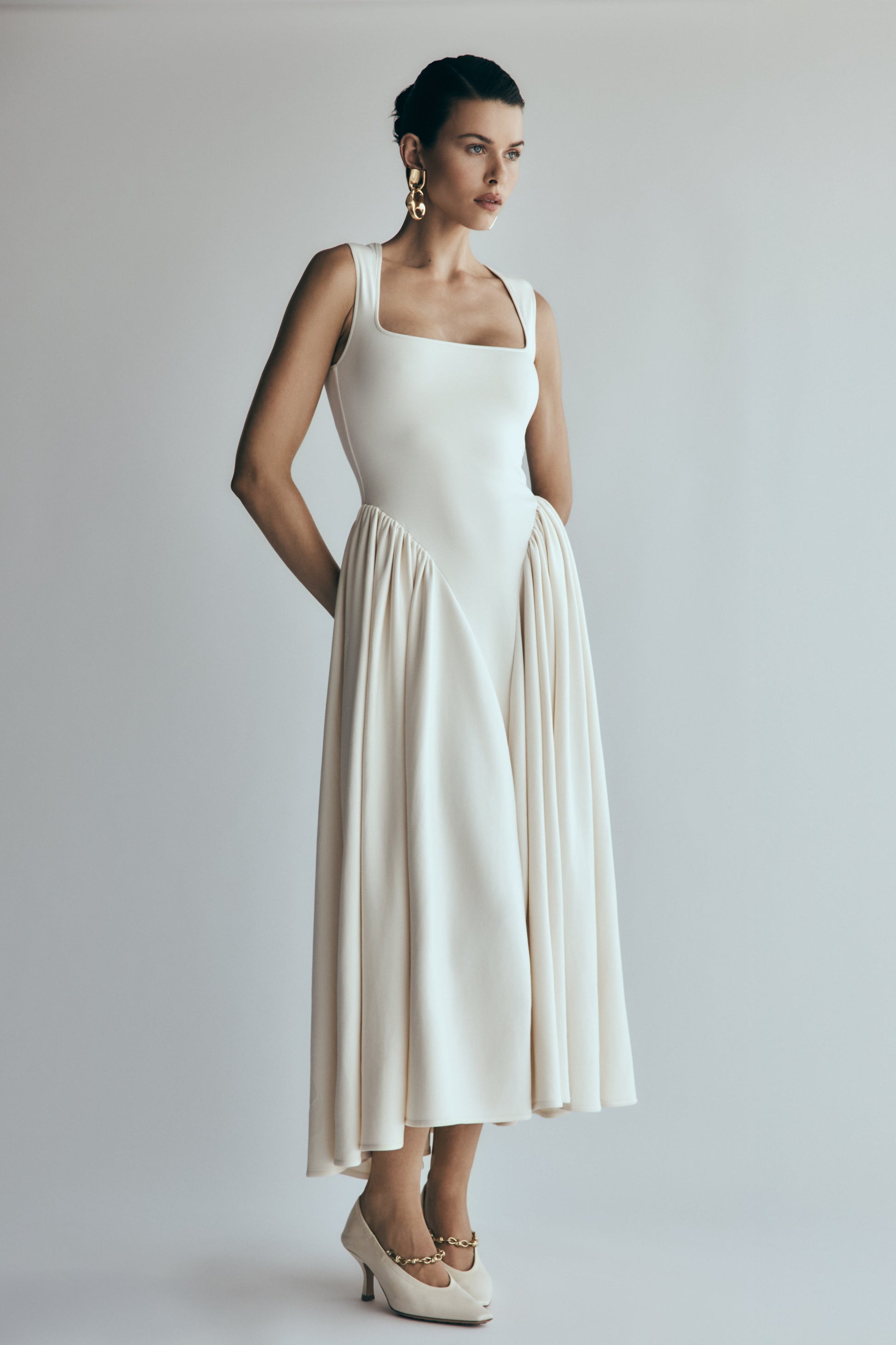 Sharon Scuba Jersey Midi Dress - Ivory Sharon Scuba Jersey Midi Dress - Ivory