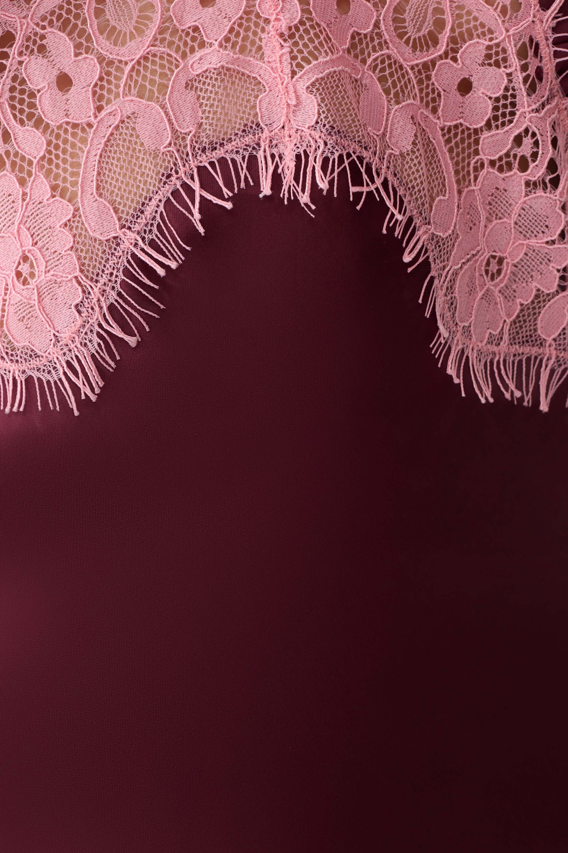 Amber Satin And Lace Midi Skirt - Burgundy #6