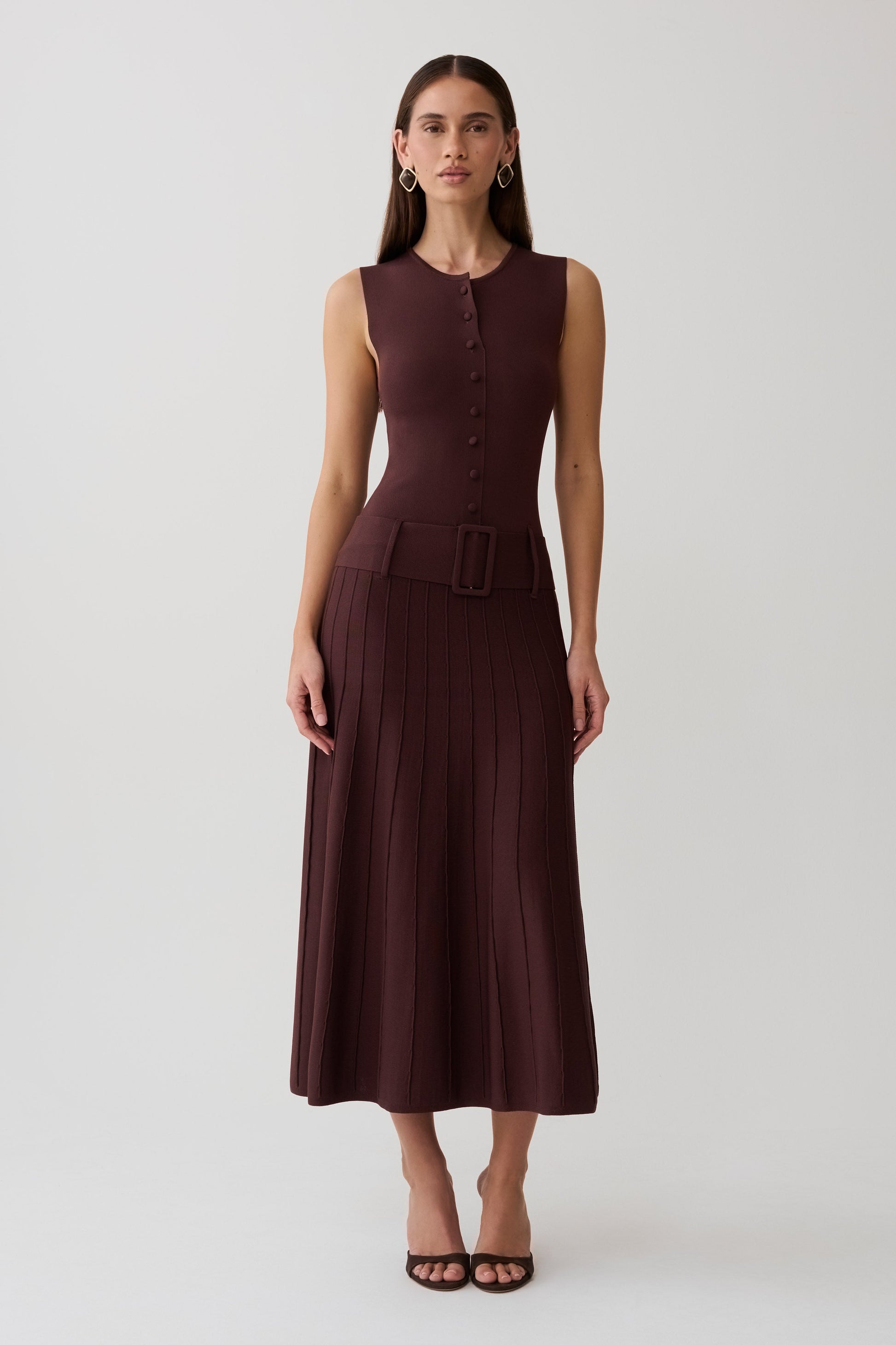 Rebena Pleated Midi Dress - Chocolate #5