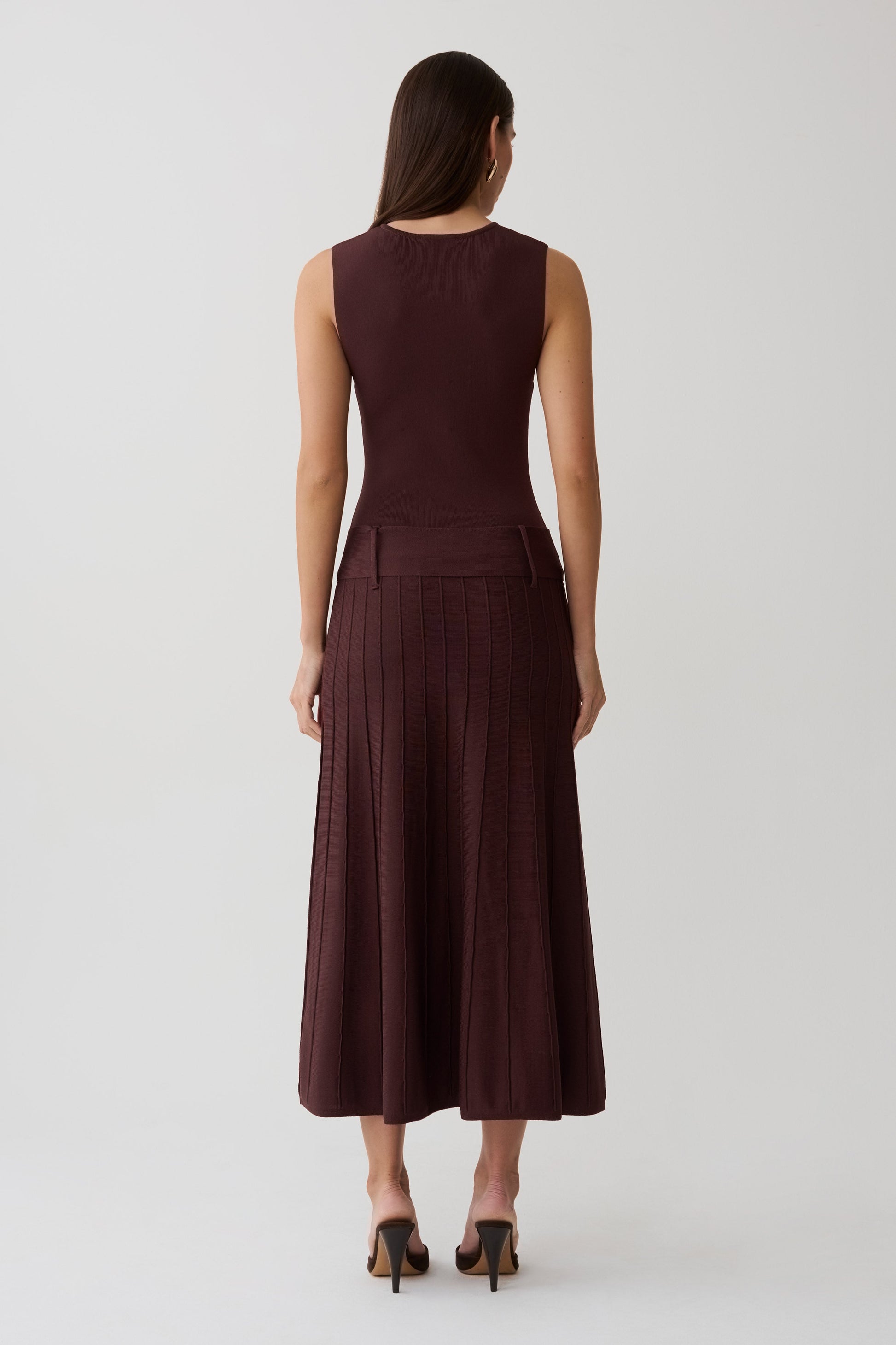 Rebena Pleated Midi Dress - Chocolate #2